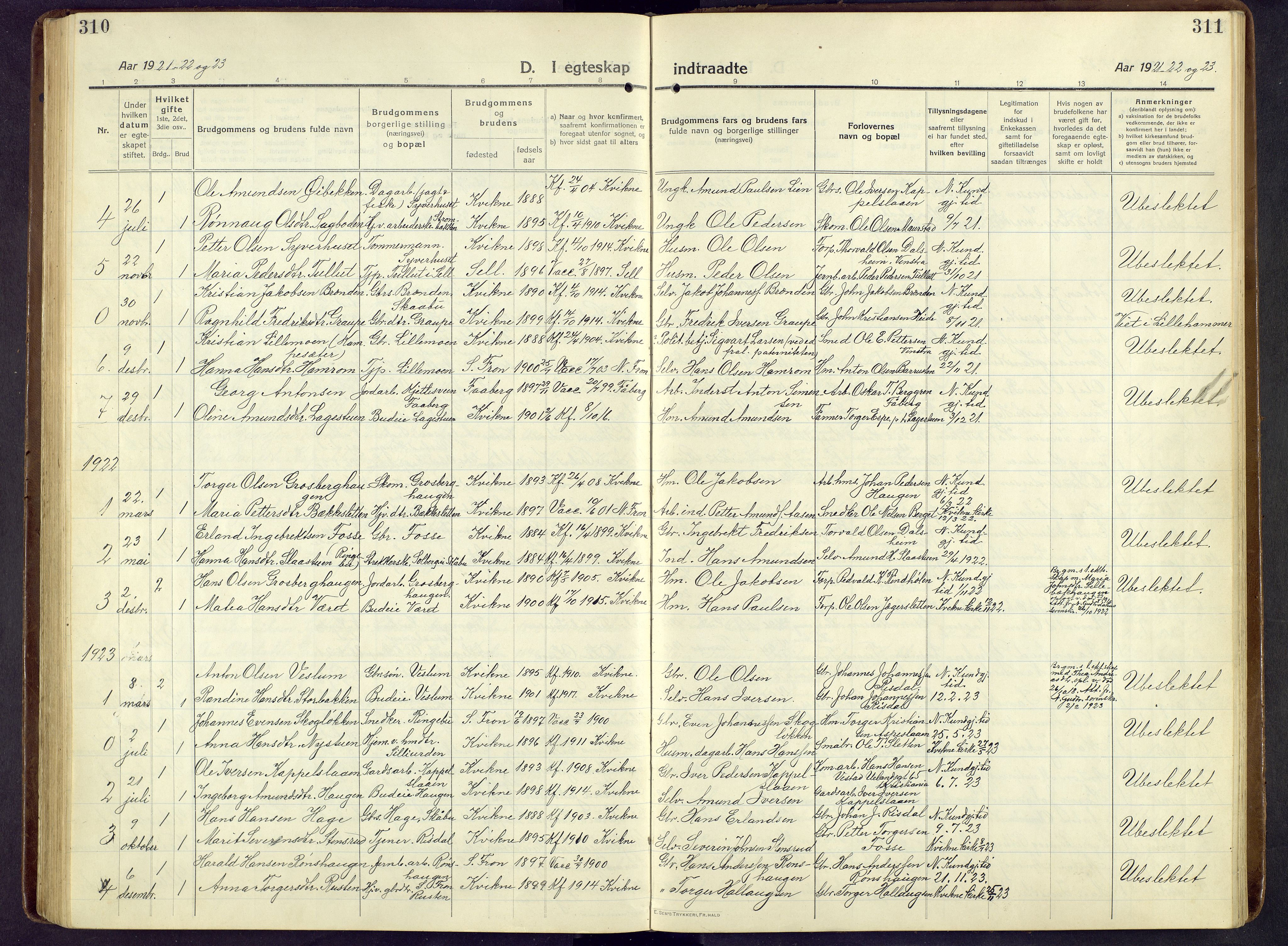 Nord-Fron prestekontor, SAH/PREST-080/H/Ha/Hab/L0009: Parish register (copy) no. 9, 1915-1958, p. 310-311
