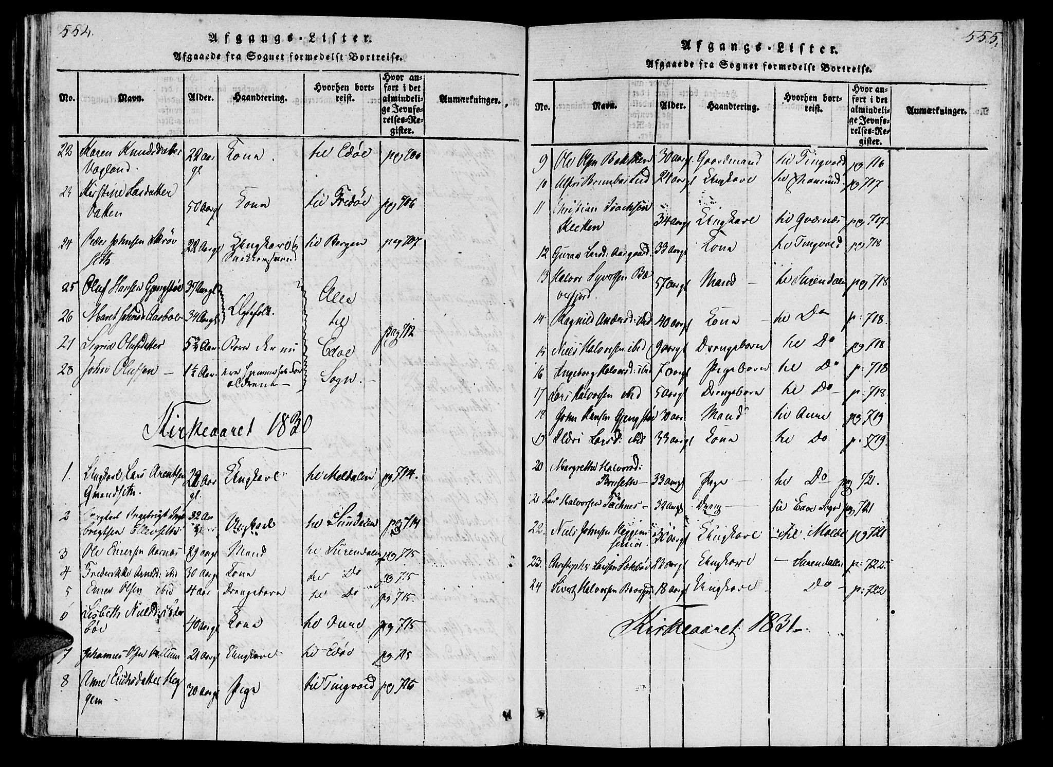 Ministerialprotokoller, klokkerbøker og fødselsregistre - Møre og Romsdal, AV/SAT-A-1454/592/L1023: Parish register (official) no. 592A02, 1820-1830, p. 554-555