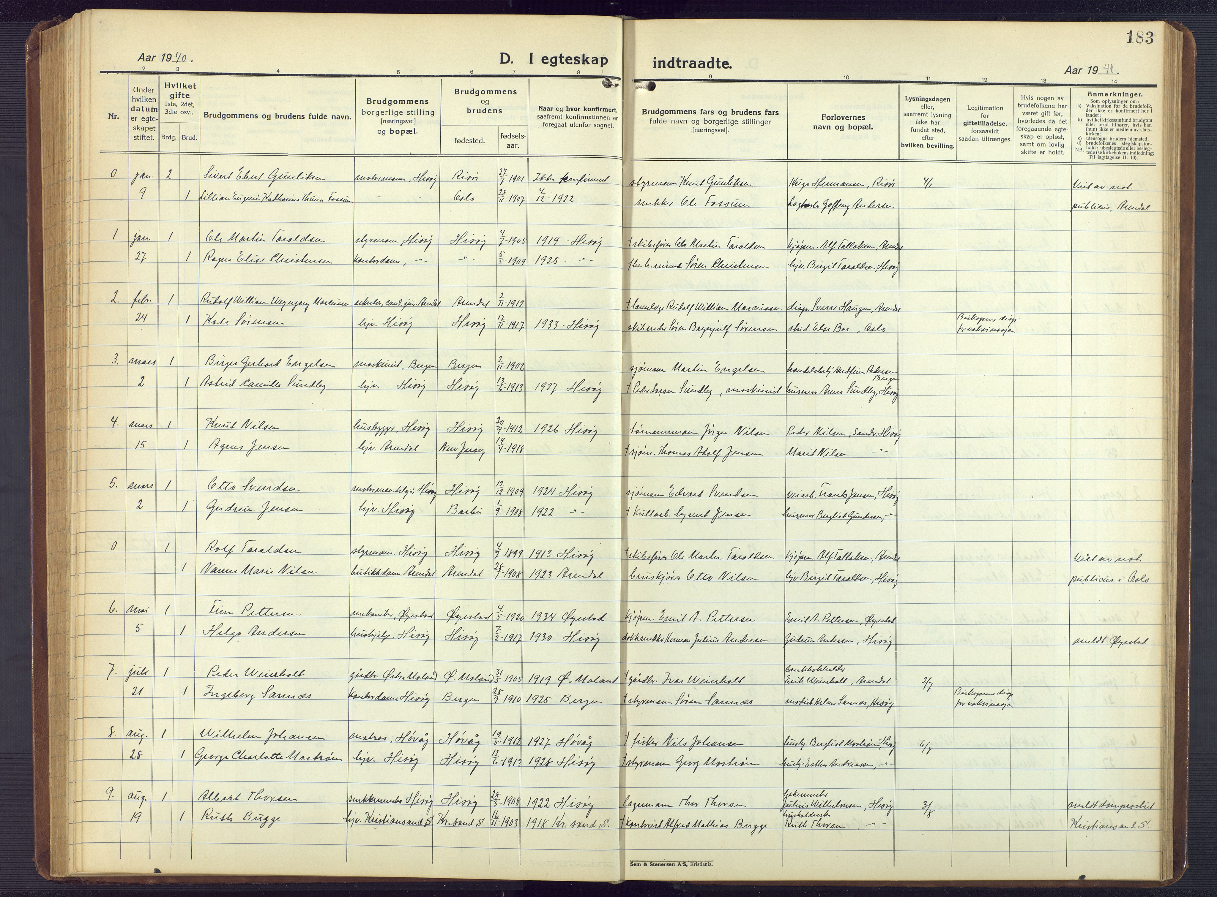 Hisøy sokneprestkontor, AV/SAK-1111-0020/F/Fb/L0005: Parish register (copy) no. B 5, 1924-1946, p. 183