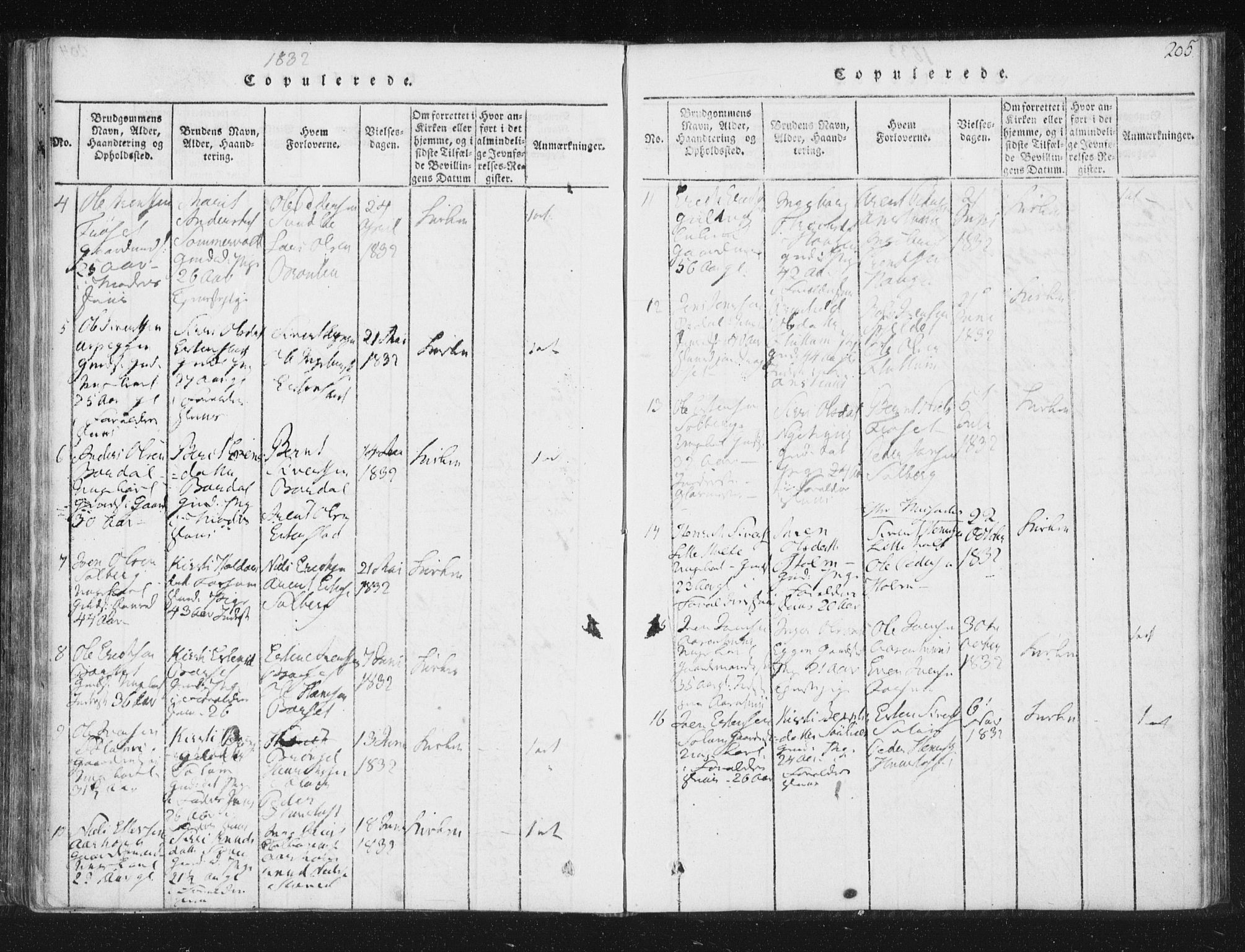 Ministerialprotokoller, klokkerbøker og fødselsregistre - Sør-Trøndelag, AV/SAT-A-1456/689/L1037: Parish register (official) no. 689A02, 1816-1842, p. 205