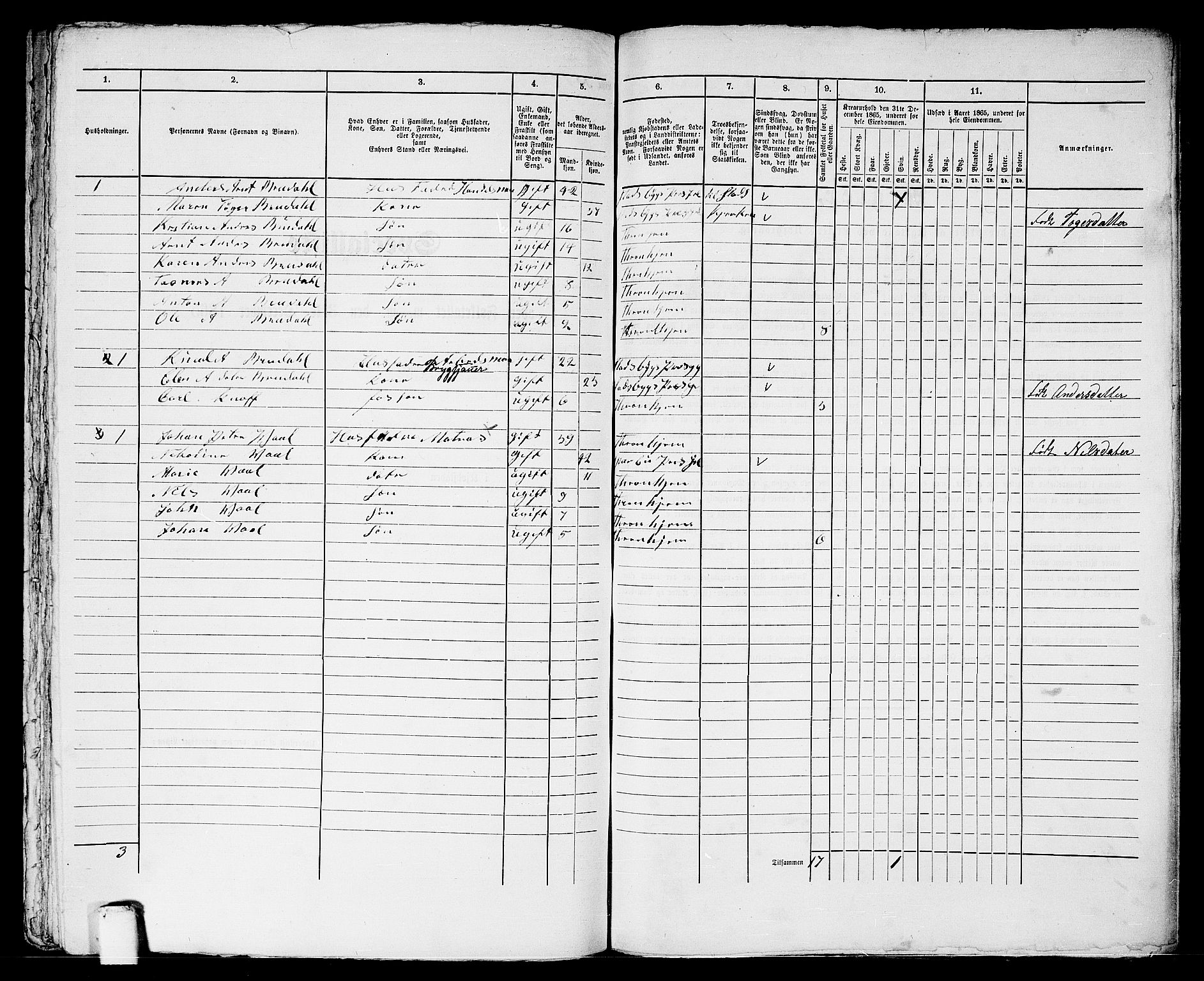 RA, 1865 census for Trondheim, 1865, p. 2026