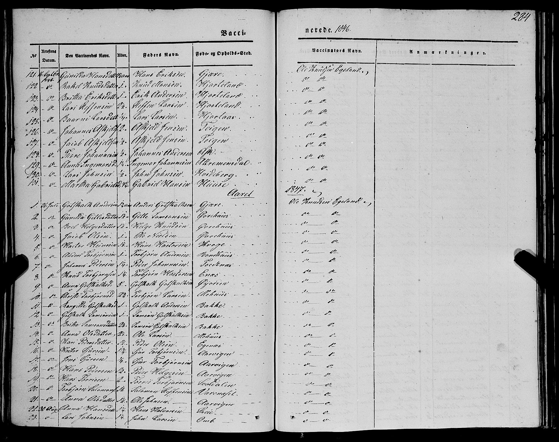 Kvinnherad sokneprestembete, SAB/A-76401/H/Haa: Parish register (official) no. A 7, 1843-1853, p. 284