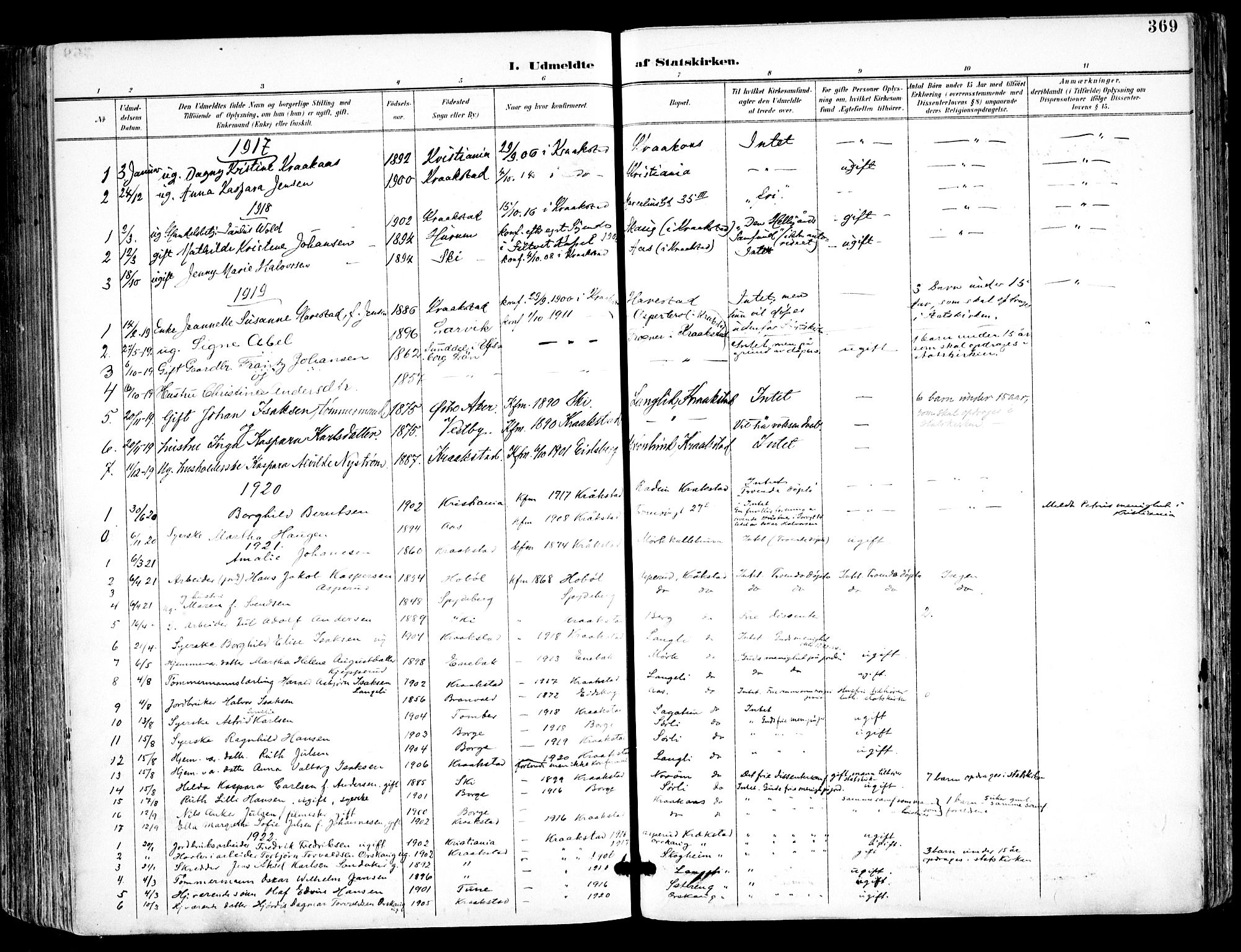 Kråkstad prestekontor Kirkebøker, SAO/A-10125a/F/Fa/L0010: Parish register (official) no. I 10, 1893-1931, p. 369