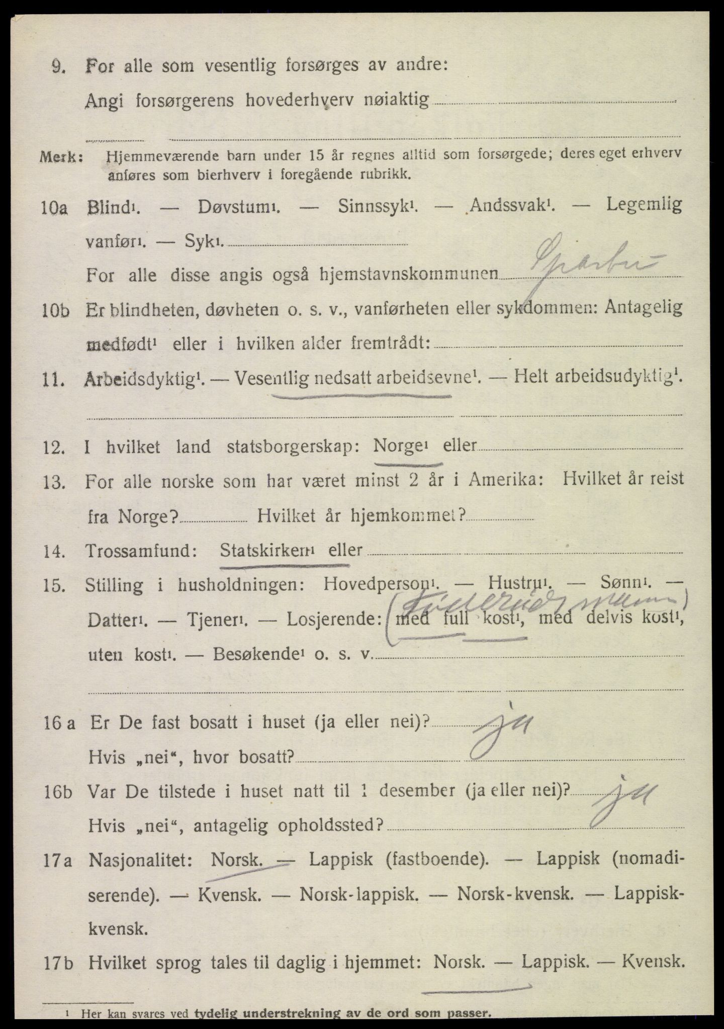 SAT, 1920 census for Sparbu, 1920, p. 5346