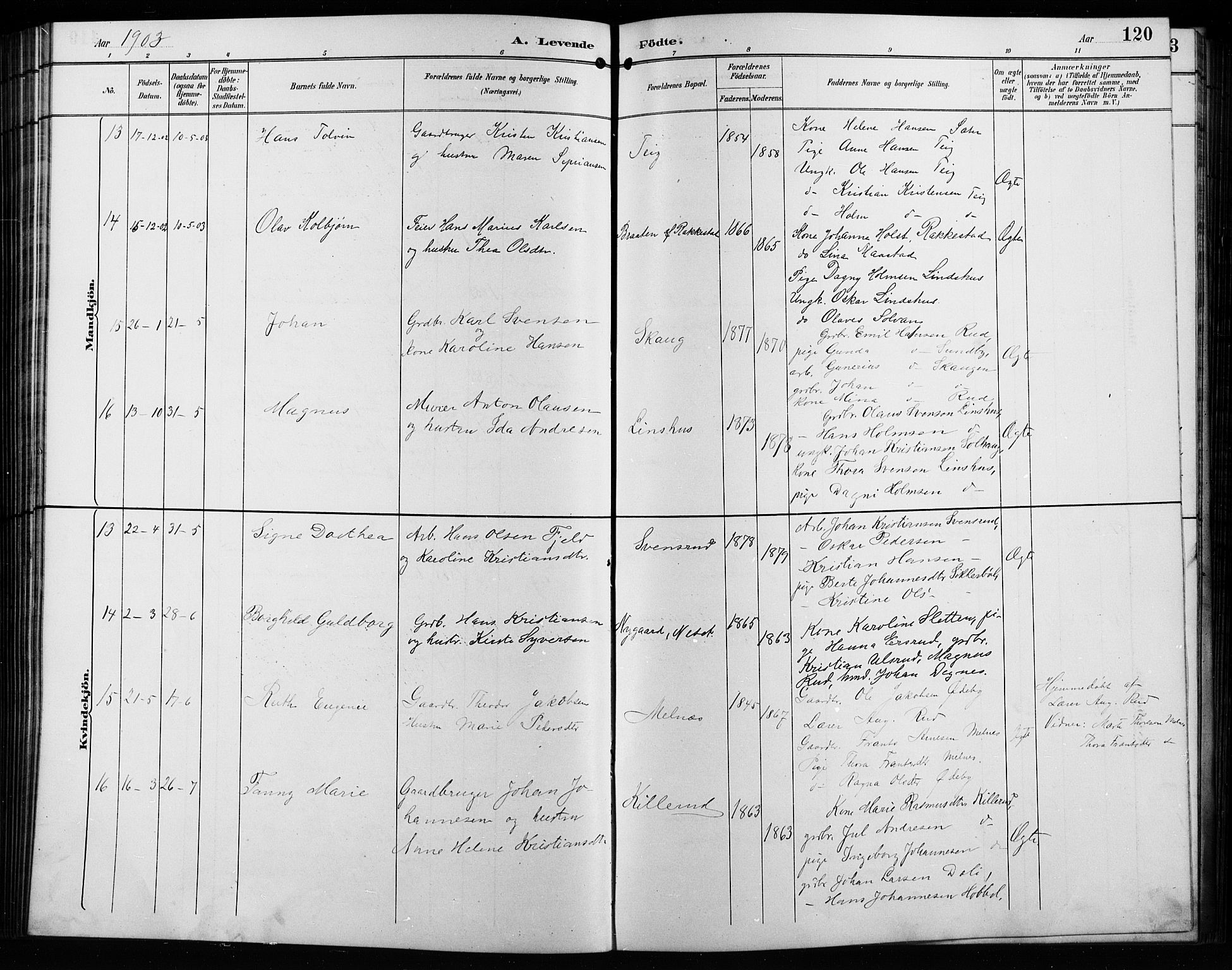 Enebakk prestekontor Kirkebøker, AV/SAO-A-10171c/G/Ga/L0006: Parish register (copy) no. I 6, 1889-1911, p. 120