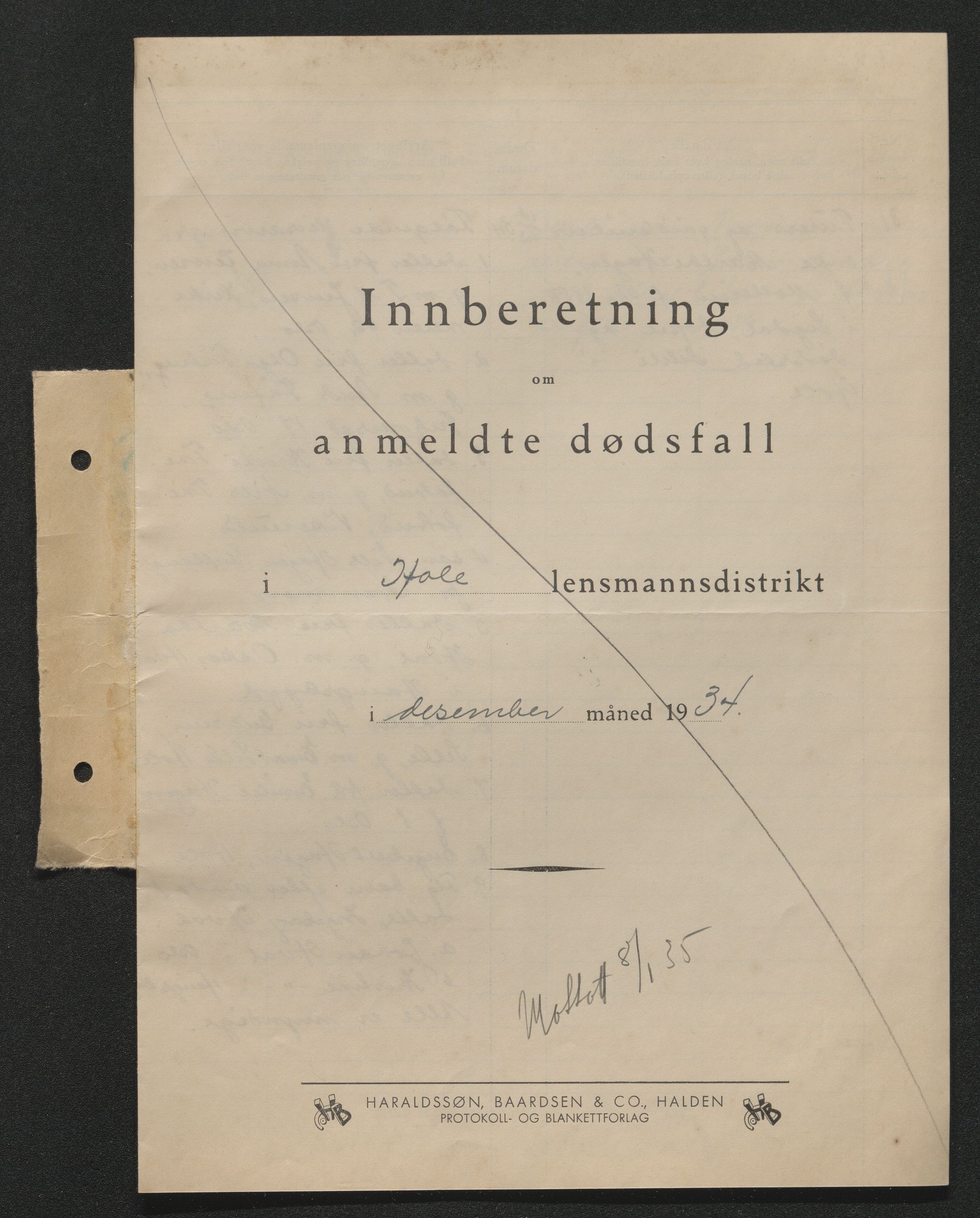 Ringerike sorenskriveri, AV/SAKO-A-105/H/Ha/Hab/L0022: Dødsfallslister Hole, 1933-1940