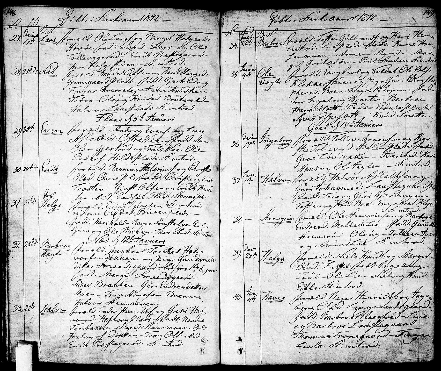 Nes kirkebøker, AV/SAKO-A-236/F/Fa/L0006: Parish register (official) no. 6, 1808-1814, p. 148-149