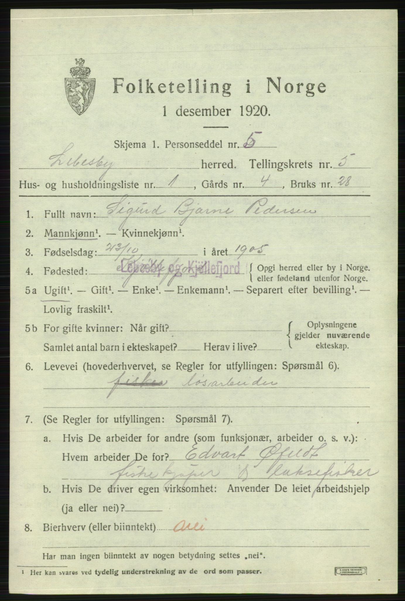 SATØ, 1920 census for Lebesby, 1920, p. 2419