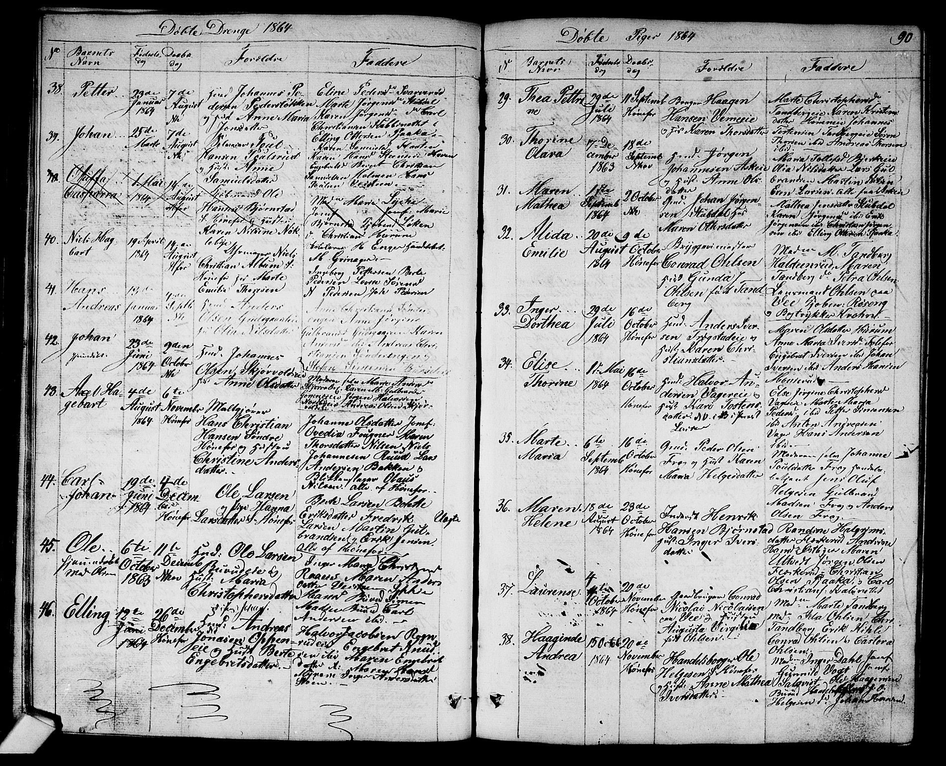 Norderhov kirkebøker, AV/SAKO-A-237/G/Ga/L0006: Parish register (copy) no. I 6, 1849-1876, p. 90