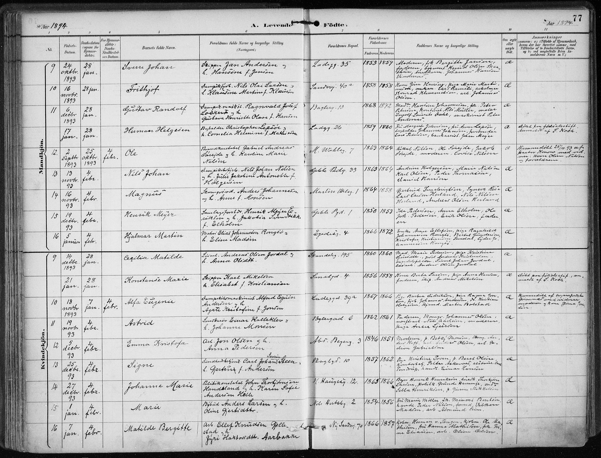 Sandviken Sokneprestembete, AV/SAB-A-77601/H/Ha/L0005: Parish register (official) no. B 2, 1891-1901, p. 77