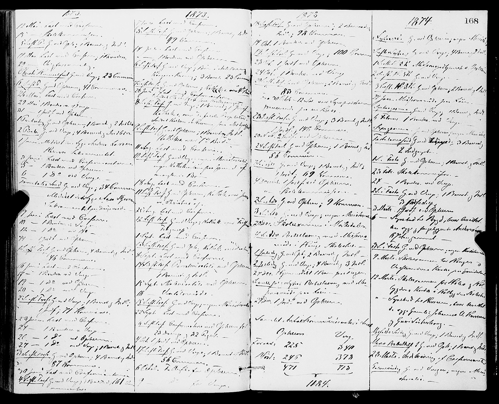 Vossestrand Sokneprestembete, AV/SAB-A-79101/H/Haa: Parish register (official) no. A 1, 1866-1877, p. 168