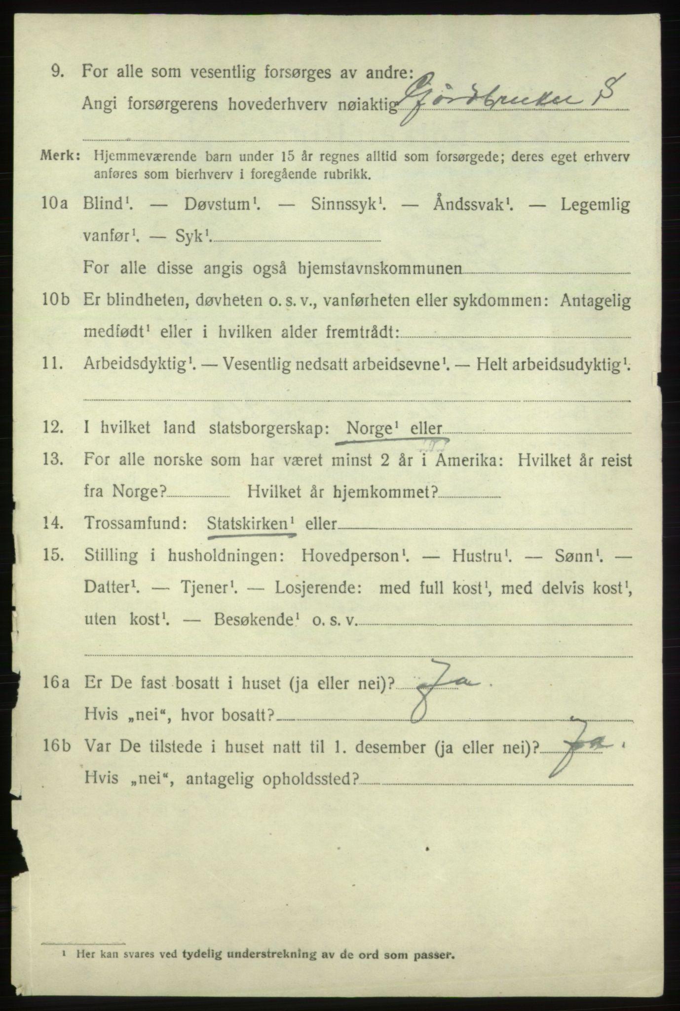 SAB, 1920 census for Fjelberg, 1920, p. 3504