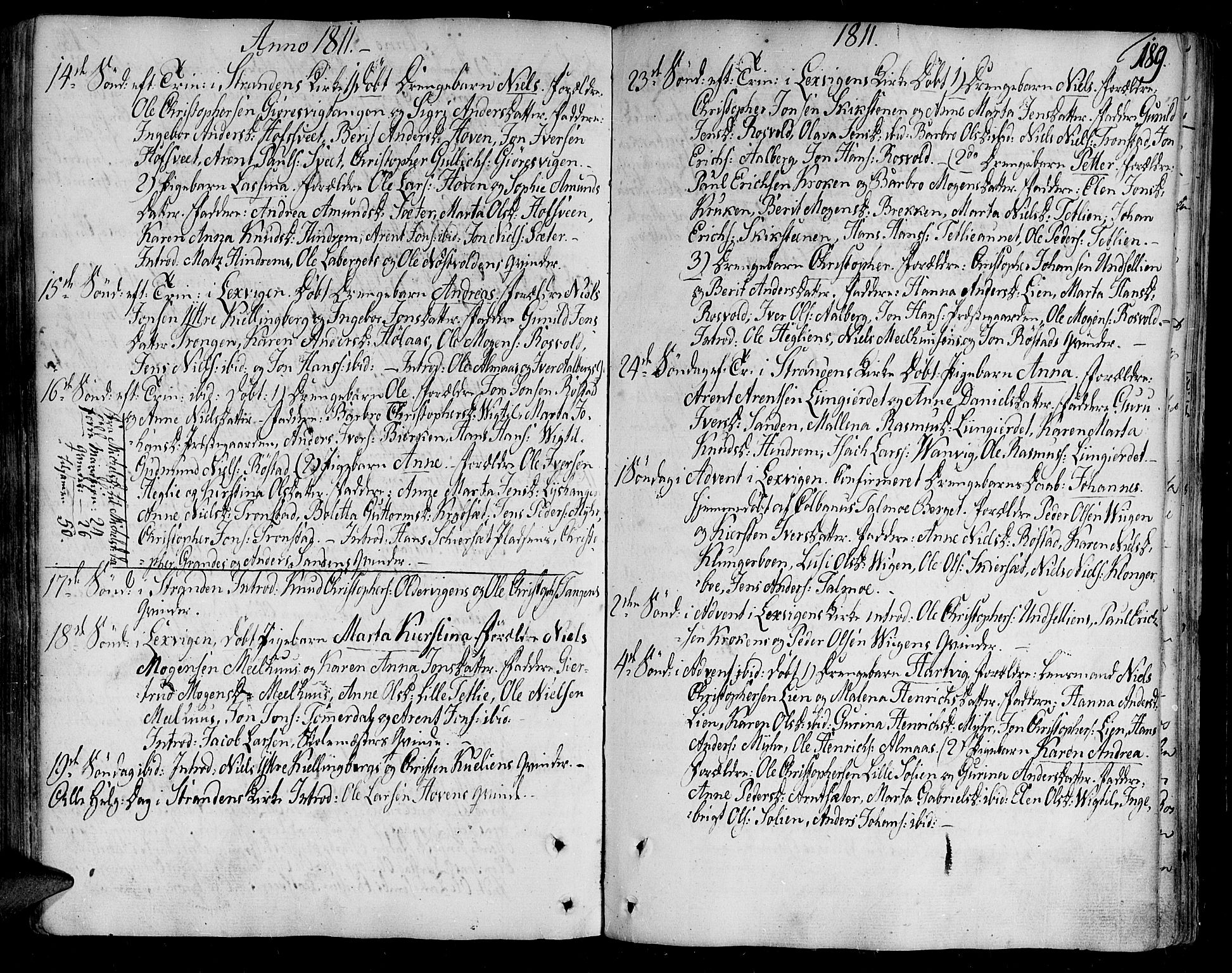 Ministerialprotokoller, klokkerbøker og fødselsregistre - Nord-Trøndelag, SAT/A-1458/701/L0004: Parish register (official) no. 701A04, 1783-1816, p. 189