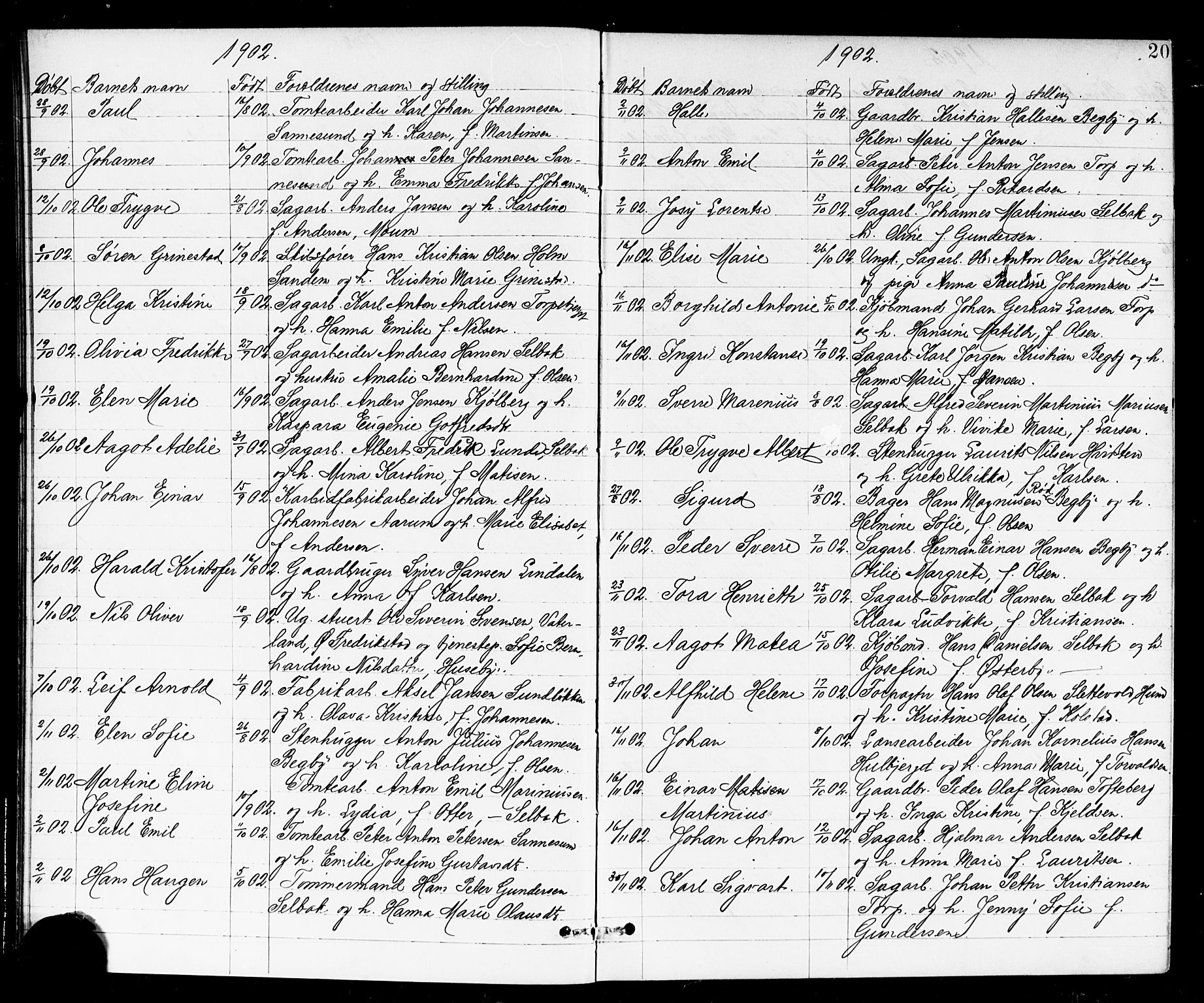 Borge prestekontor Kirkebøker, SAO/A-10903/G/Ga/L0002: Parish register (copy) no. I 2, 1875-1923, p. 20