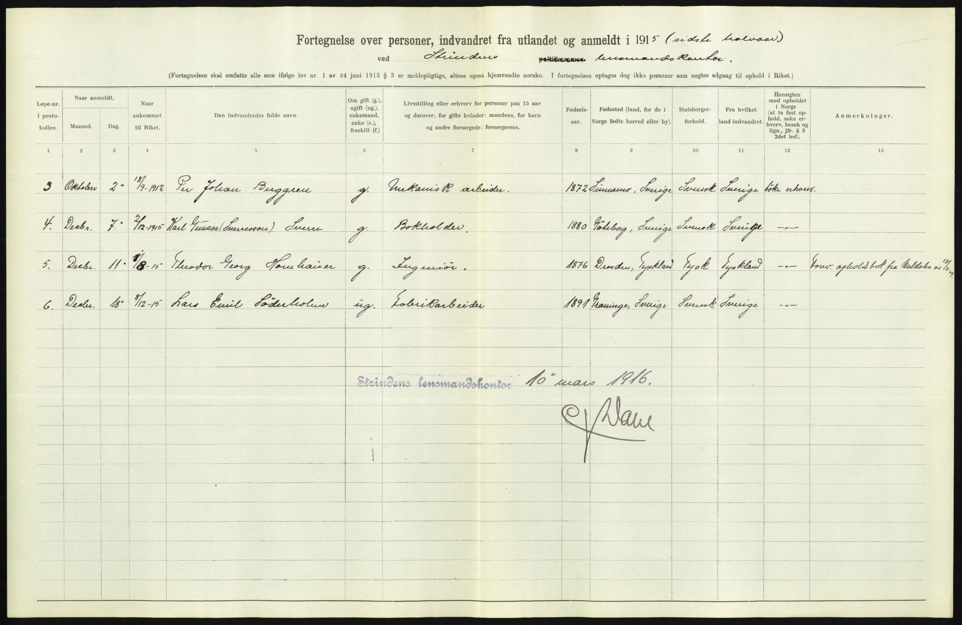 Statistisk sentralbyrå, Sosioøkonomiske emner, Folketellinger, boliger og boforhold, AV/RA-S-2231/F/Fa/L0001: Innvandring. Navn/fylkesvis, 1915, p. 514