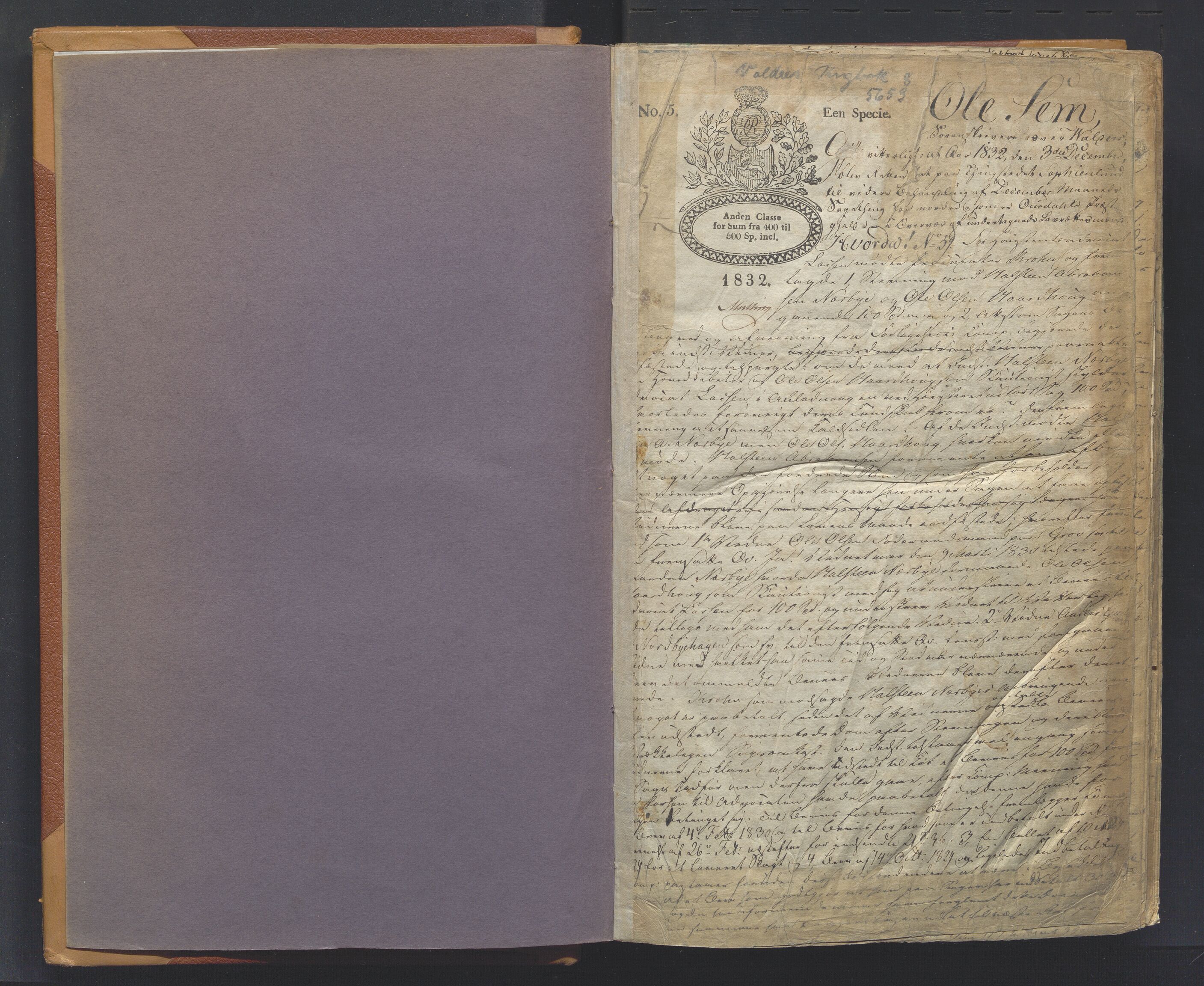 Valdres sorenskriveri, SAH/TING-016/G/Gb/L0008: Tingbok, 1832-1842, p. 1a