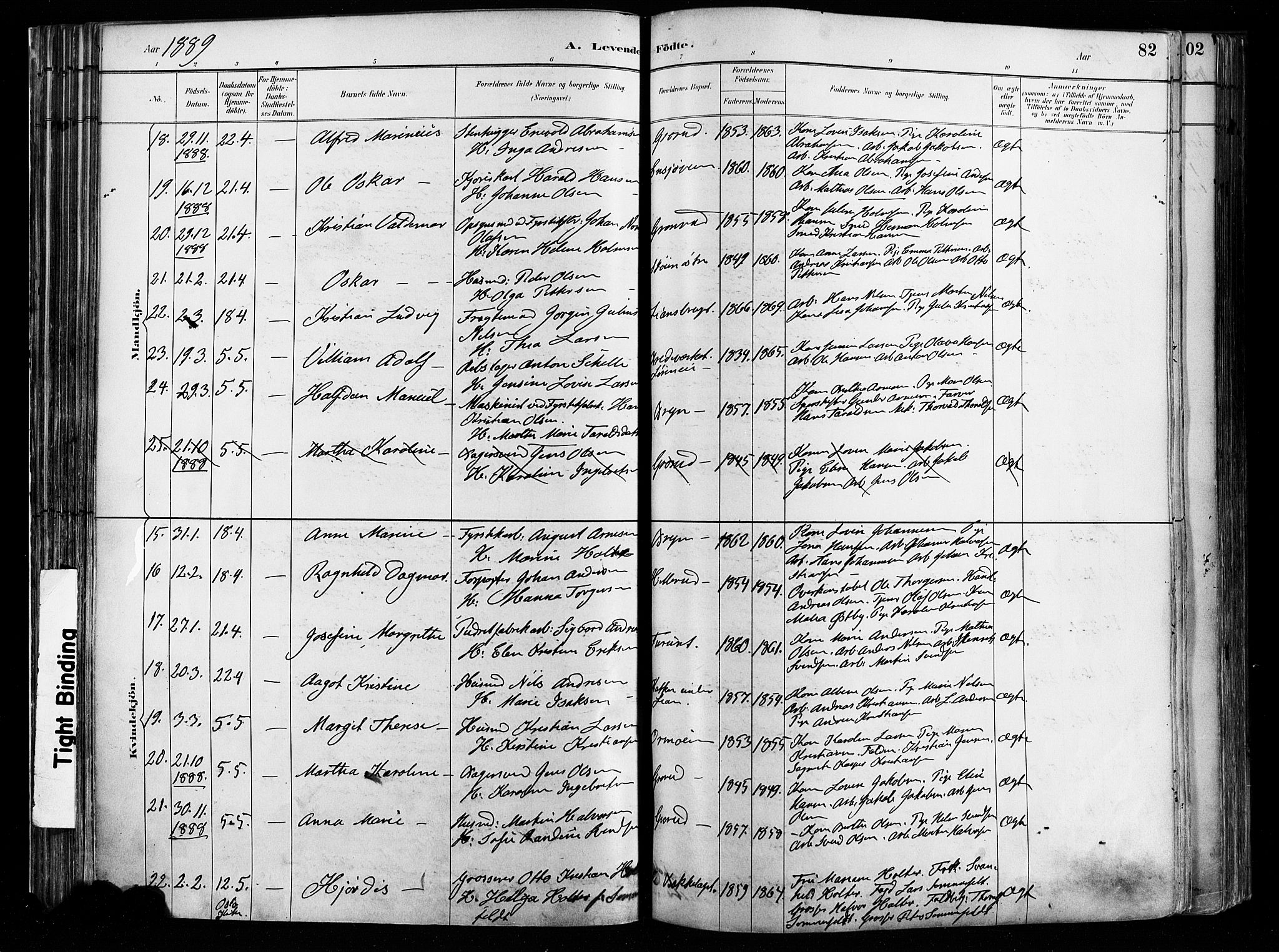 Østre Aker prestekontor Kirkebøker, AV/SAO-A-10840/F/Fa/L0008: Parish register (official) no. I 8, 1883-1894, p. 82