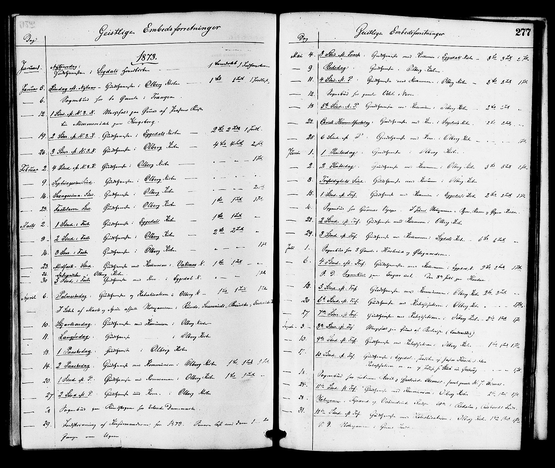 Krødsherad kirkebøker, SAKO/A-19/F/Fa/L0004: Parish register (official) no. 4, 1873-1878, p. 277