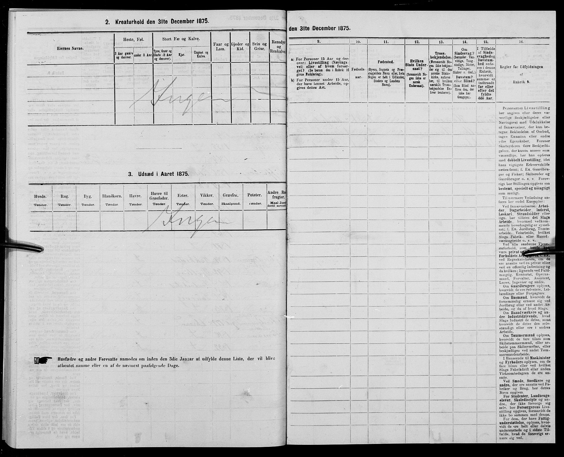 SAK, 1875 census for 1001P Kristiansand, 1875, p. 277