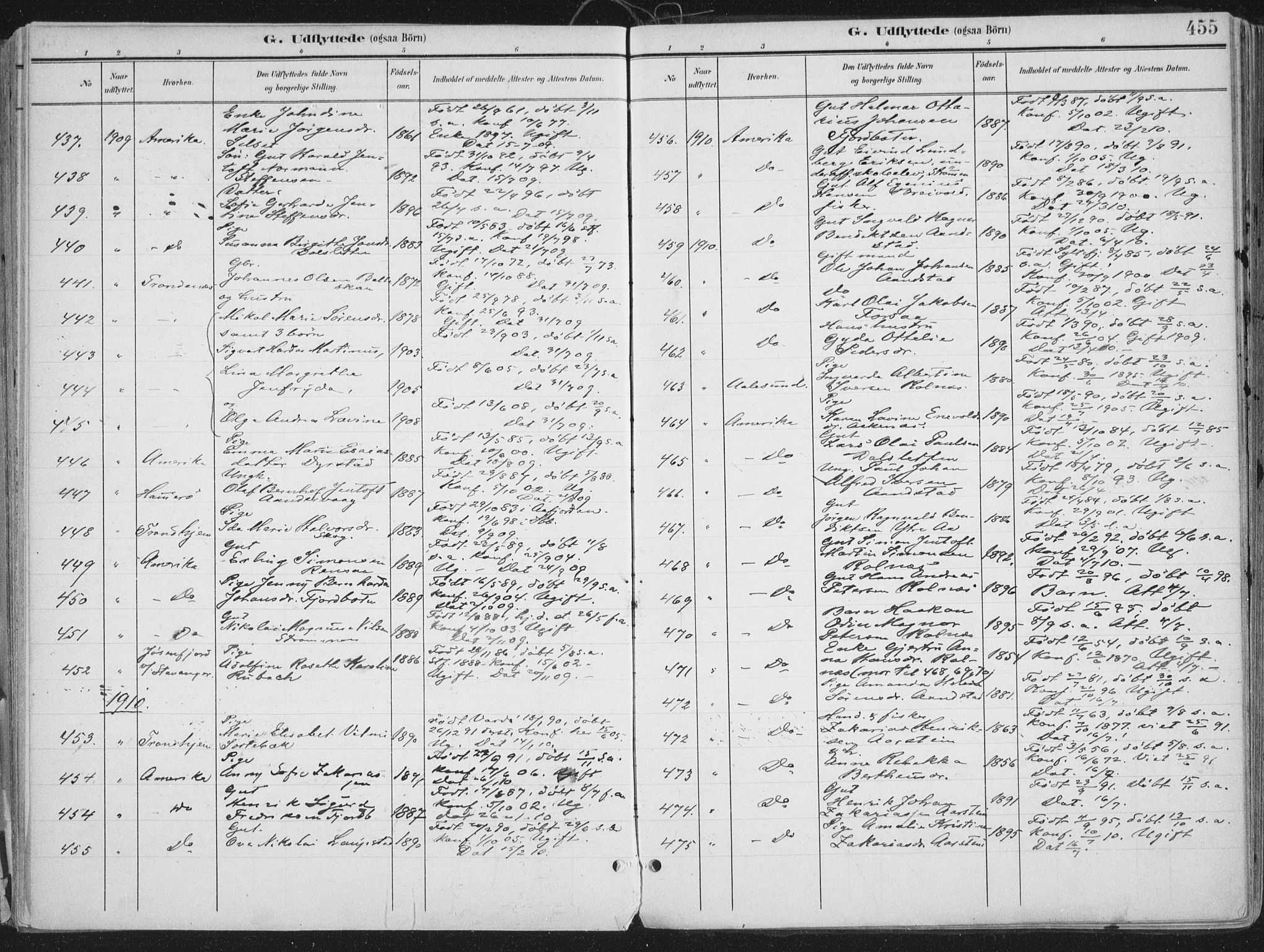 Ibestad sokneprestembete, SATØ/S-0077/H/Ha/Haa/L0017kirke: Parish register (official) no. 17, 1901-1914, p. 455