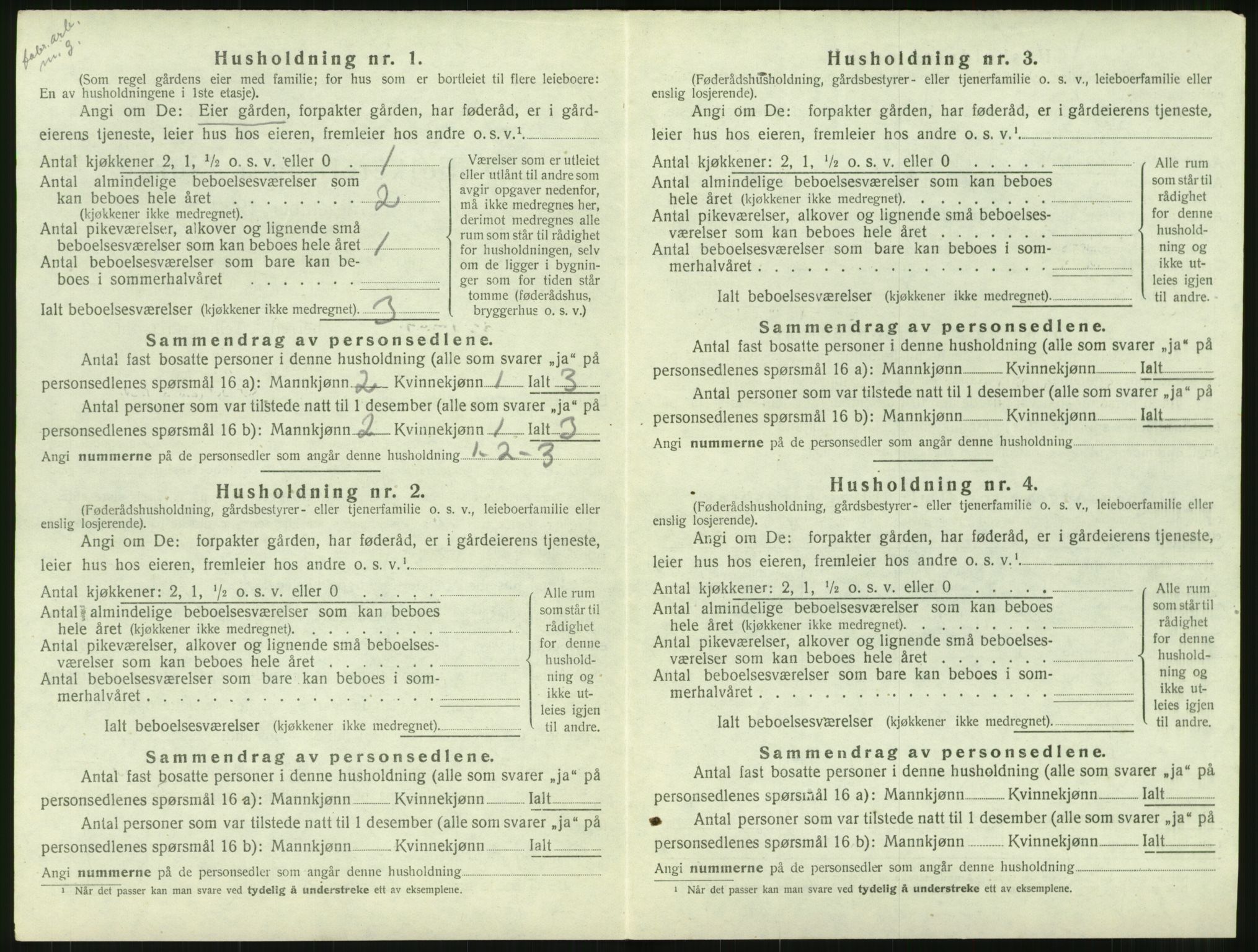 SAT, 1920 census for Hustad, 1920, p. 486