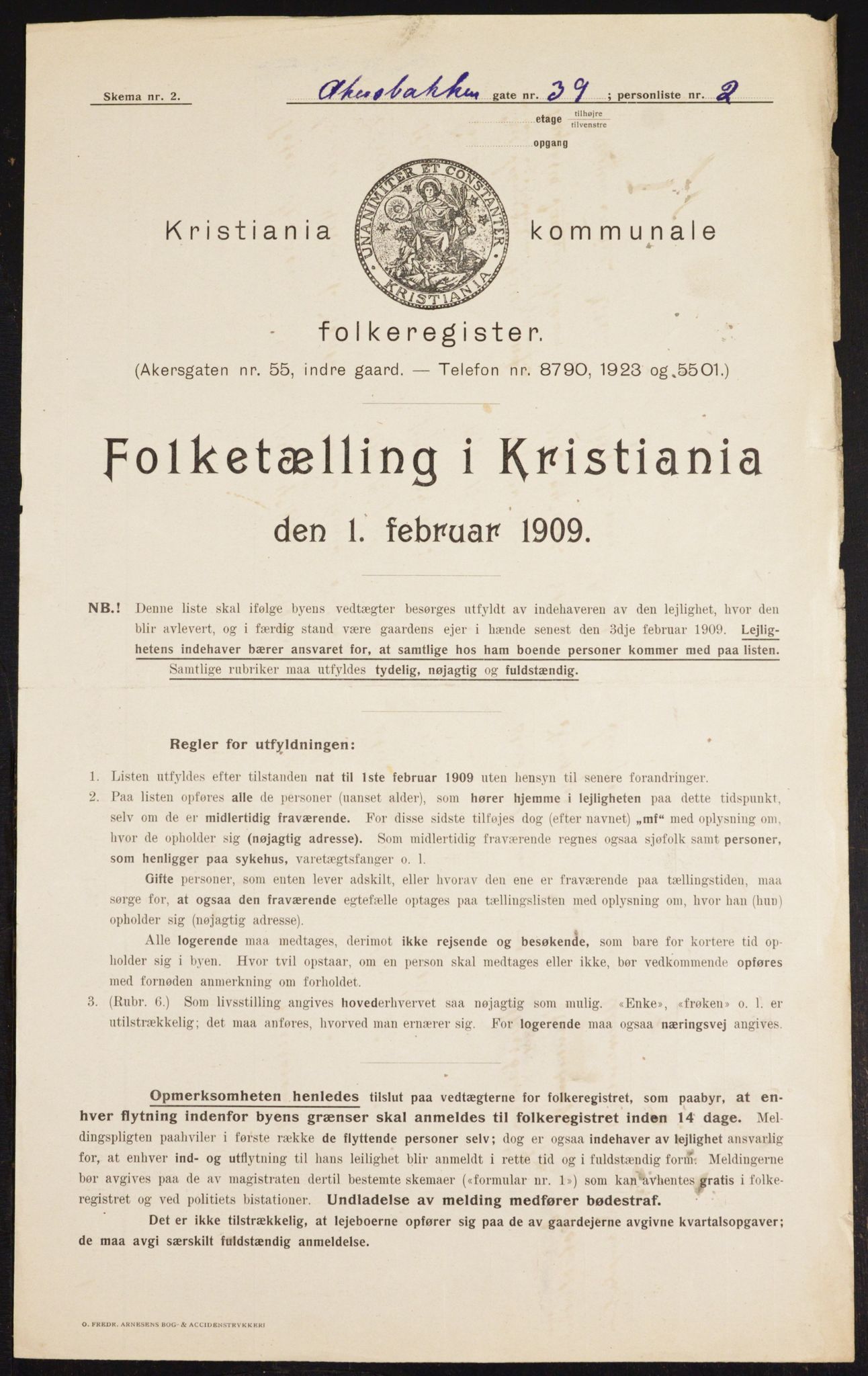 OBA, Municipal Census 1909 for Kristiania, 1909, p. 281