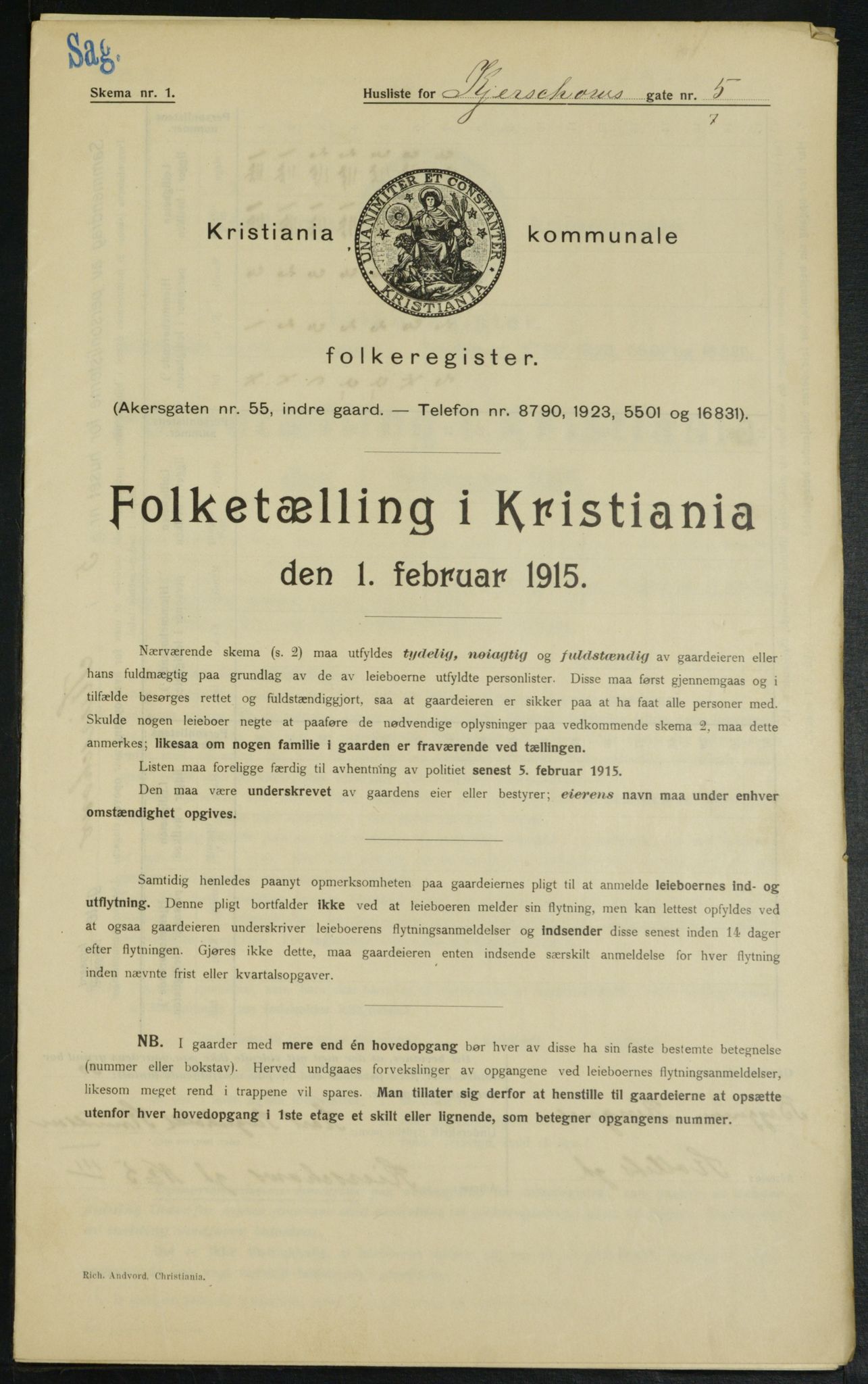 OBA, Municipal Census 1915 for Kristiania, 1915, p. 48963