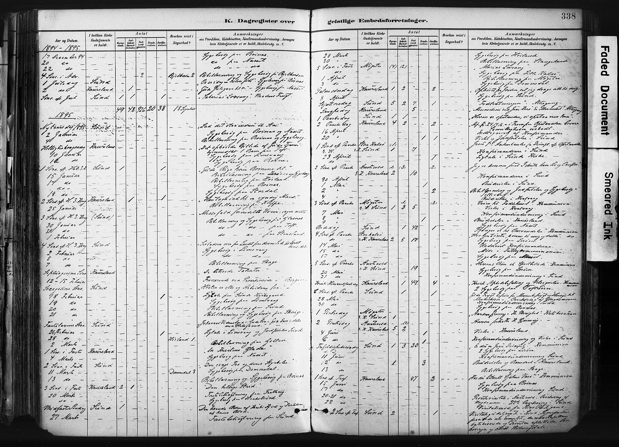Sund sokneprestembete, SAB/A-99930: Parish register (official) no. B 1, 1882-1907, p. 338