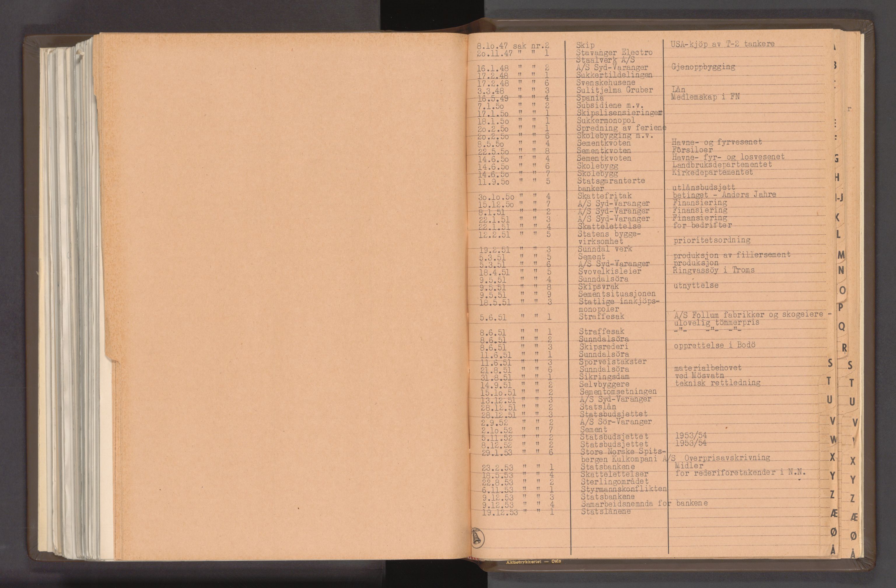 Statsministerens kontor, AV/RA-S-1005/A/Aa/L0020: Referat fra regjeringens økonomiske utvalg, 1947-1959