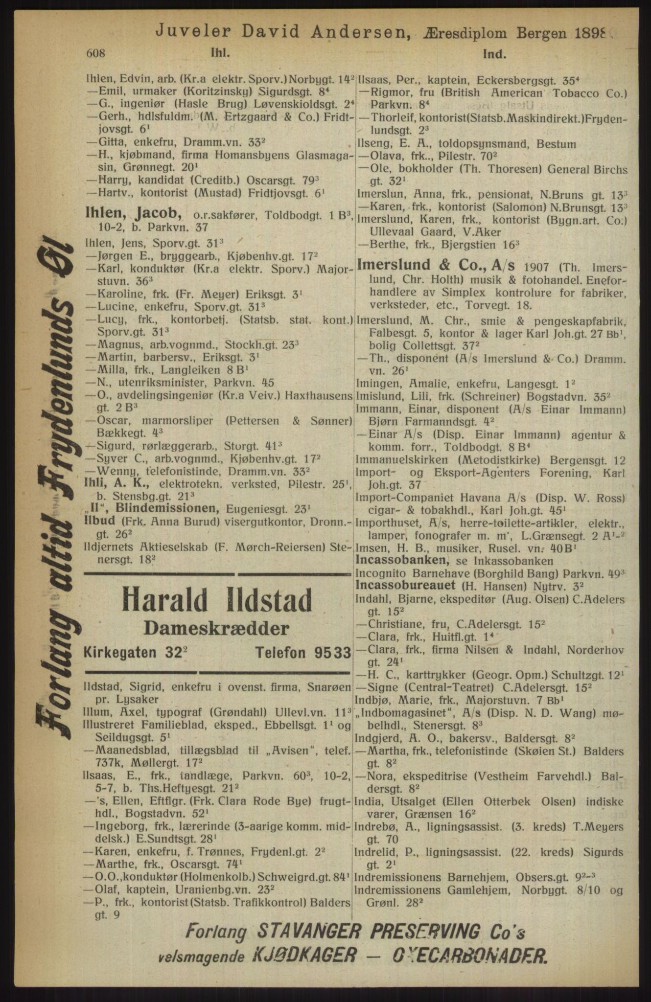 Kristiania/Oslo adressebok, PUBL/-, 1914, p. 608