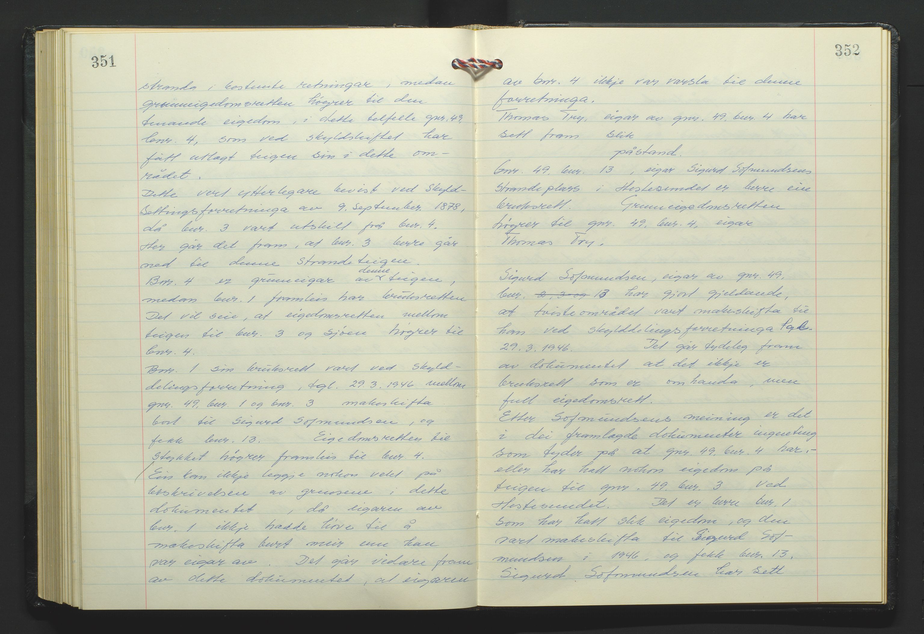 Marnar jordskifterett, AV/SAK-1541-0006/F/Fa/L0004: Jordskifterettsbok Kristiansand domssokn (Kr4), 1969-1974, p. 351-352