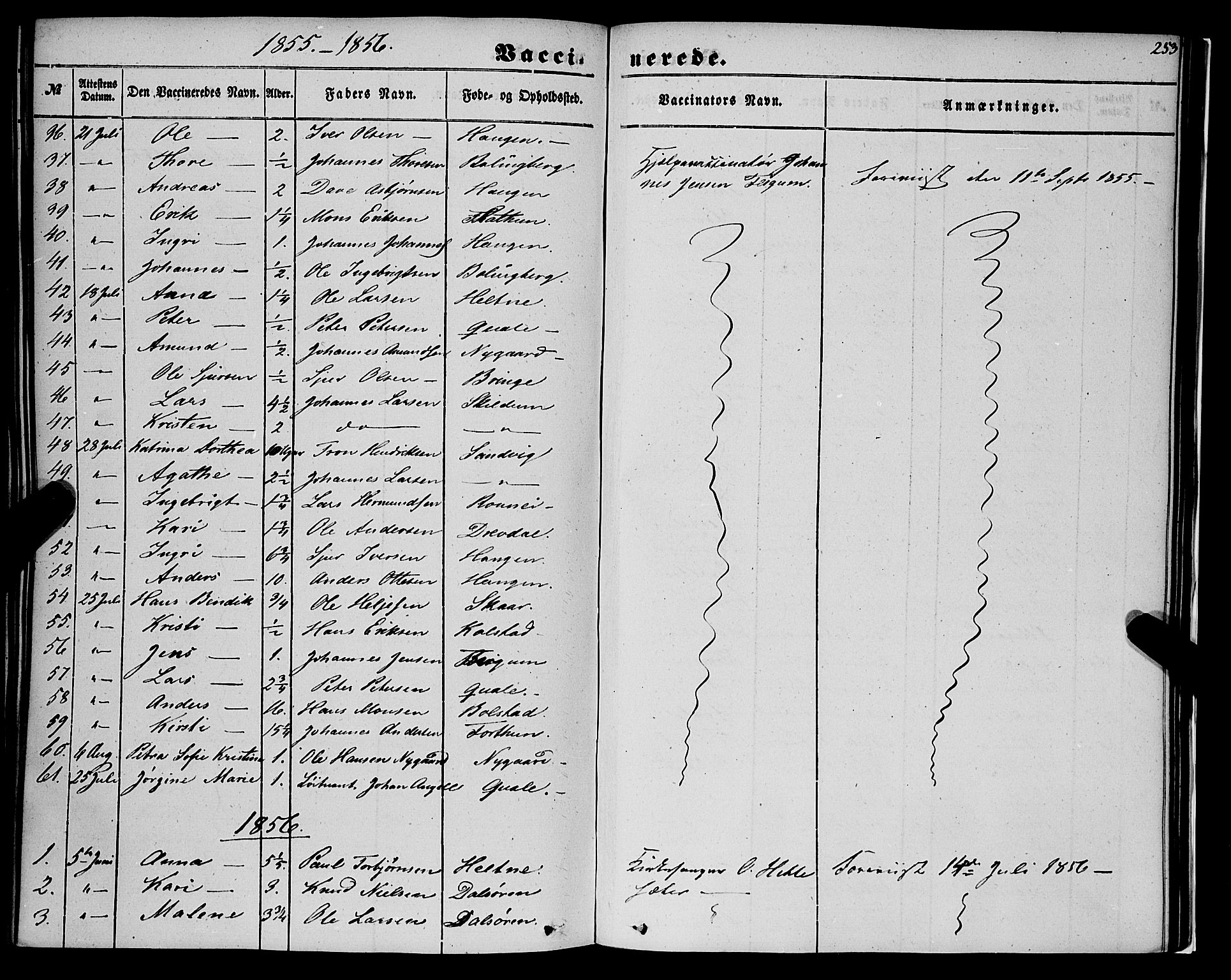 Luster sokneprestembete, AV/SAB-A-81101/H/Haa/Haaa/L0007: Parish register (official) no. A 7, 1849-1859, p. 253