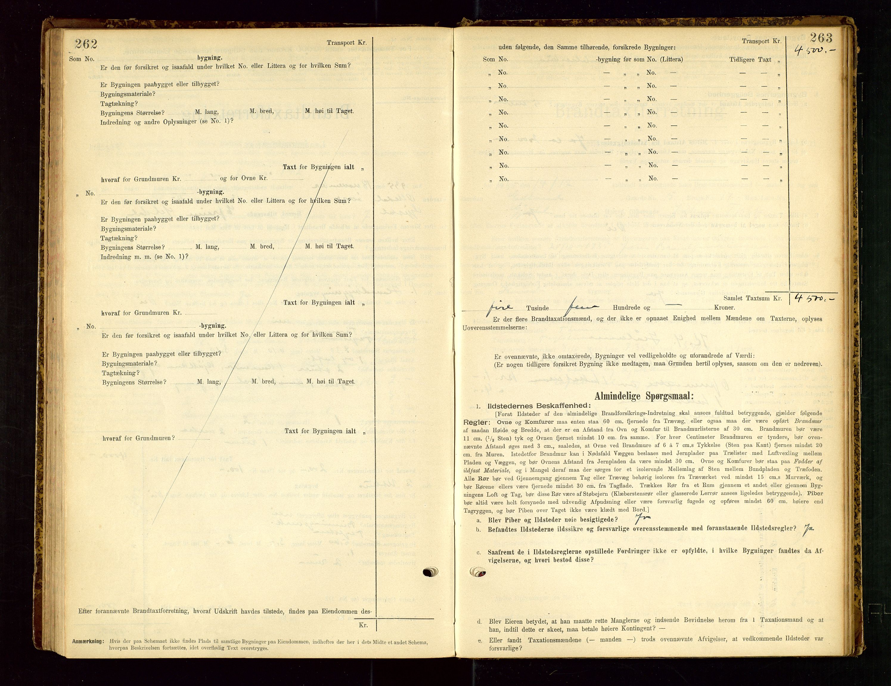 Gjesdal lensmannskontor, SAST/A-100441/Go/L0007: Branntakstskjemaprotokoll, 1894-1937, p. 262-263