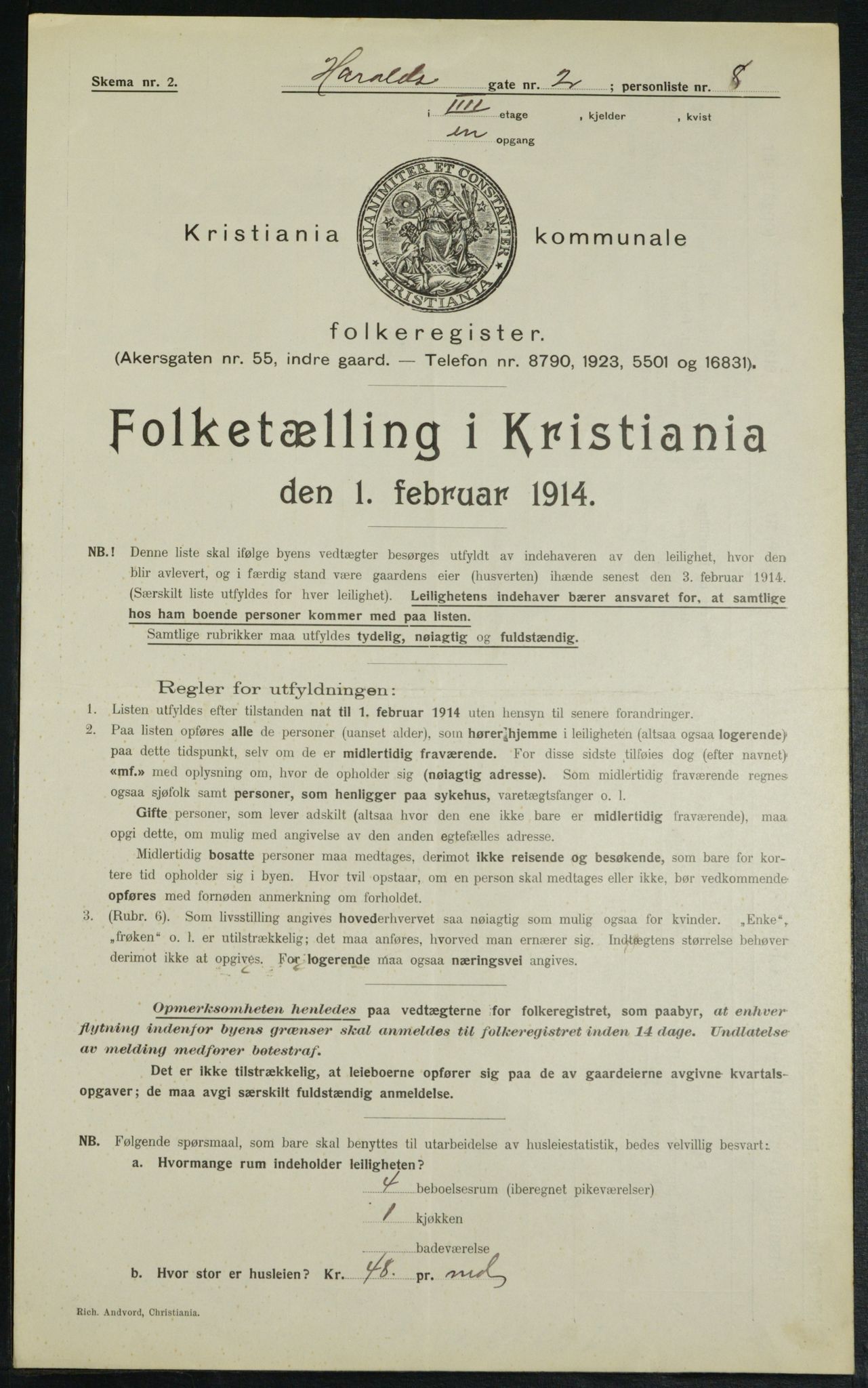 OBA, Municipal Census 1914 for Kristiania, 1914, p. 35106