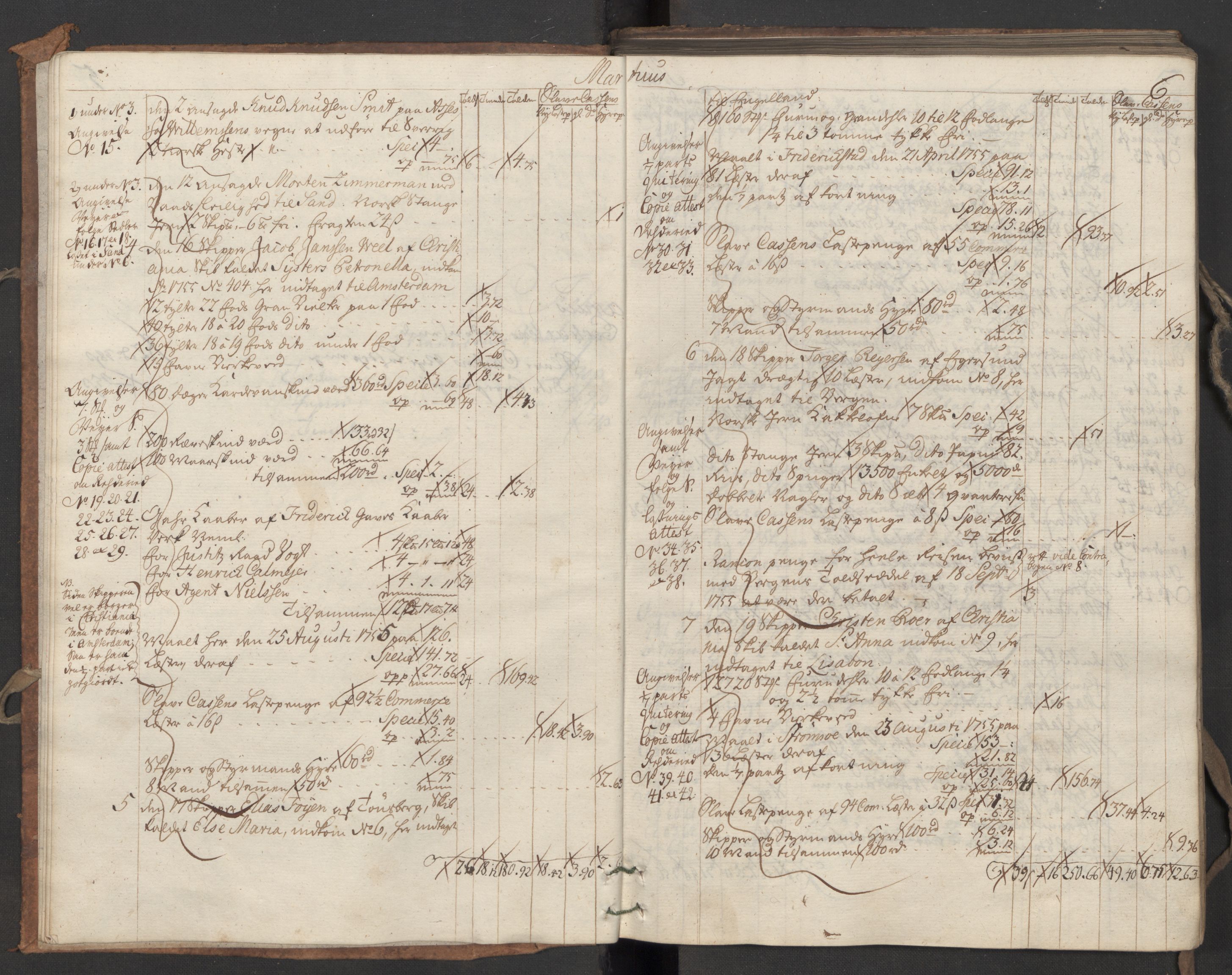 Generaltollkammeret, tollregnskaper, AV/RA-EA-5490/R06/L0039/0001: Tollregnskaper Kristiania / Utgående hovedtollbok, 1756, p. 5b-6a