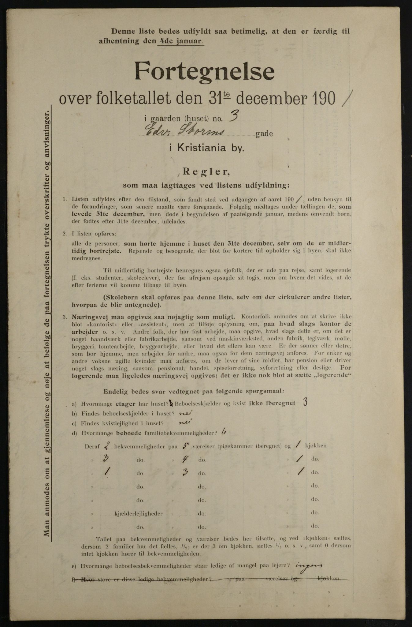 OBA, Municipal Census 1901 for Kristiania, 1901, p. 3016