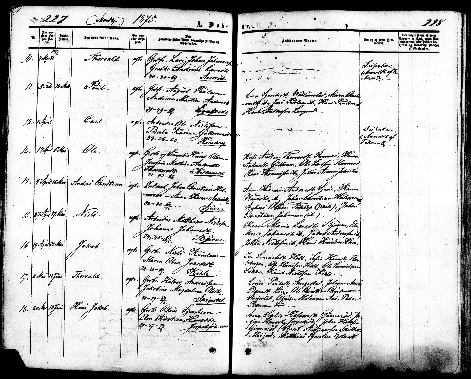 Ramnes kirkebøker, AV/SAKO-A-314/F/Fa/L0006: Parish register (official) no. I 6, 1862-1877, p. 227-228