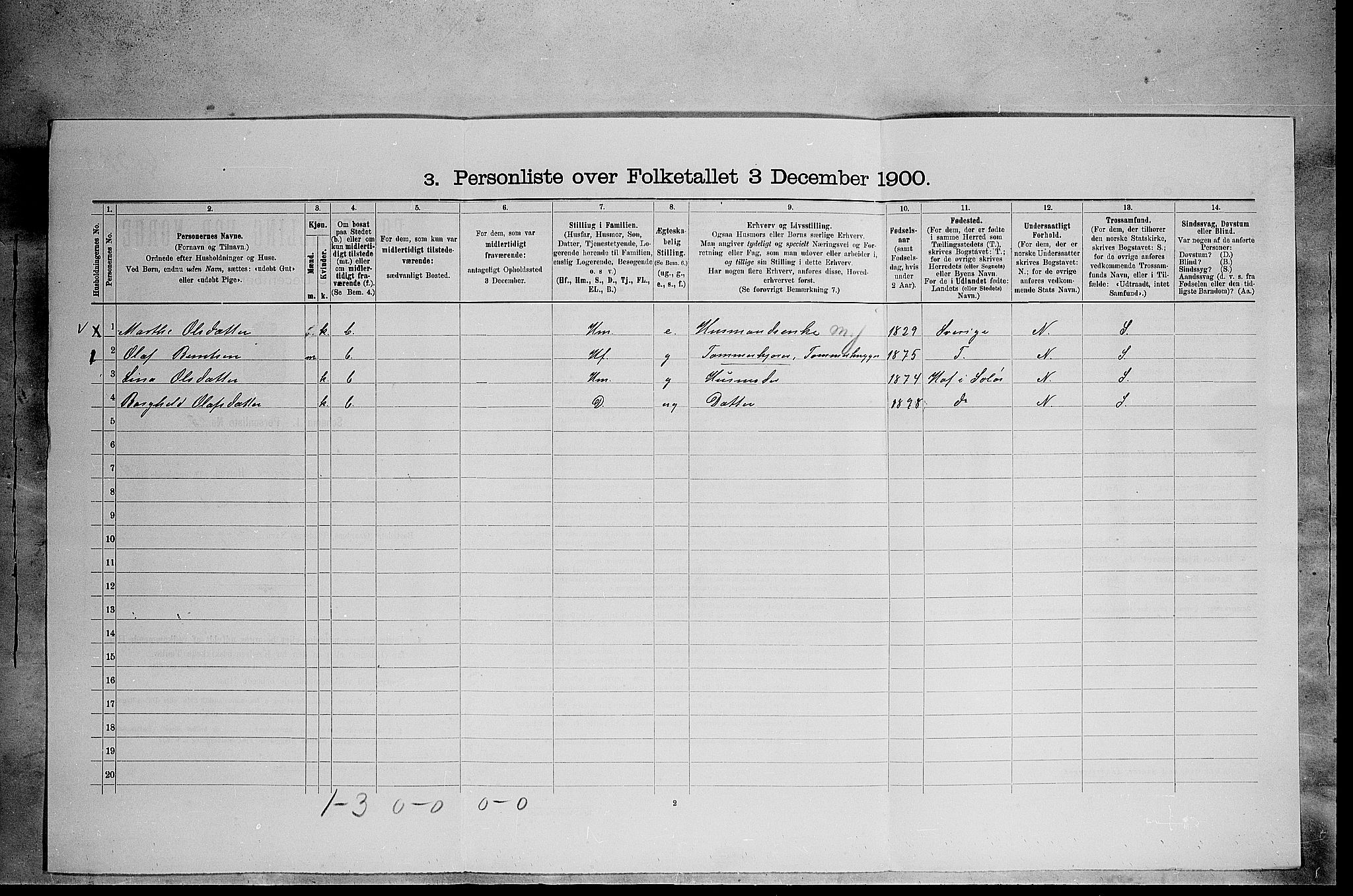 SAH, 1900 census for Åsnes, 1900, p. 615