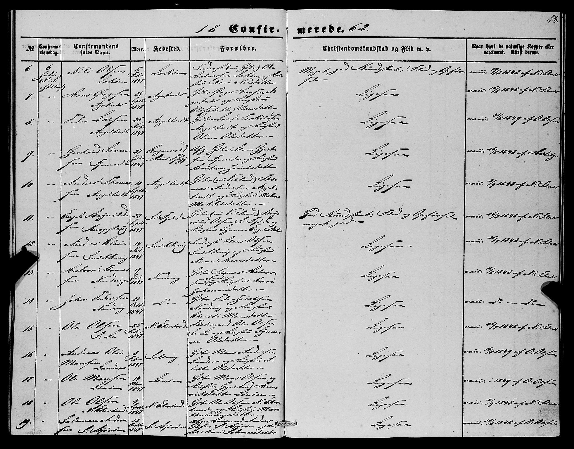 Fjell sokneprestembete, SAB/A-75301/H/Haa: Parish register (official) no. A 4, 1851-1870, p. 18