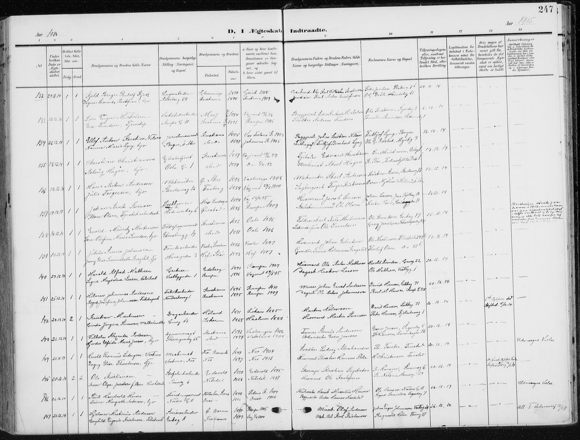 Kampen prestekontor Kirkebøker, SAO/A-10853/F/Fa/L0011: Parish register (official) no. I 11, 1907-1917, p. 247