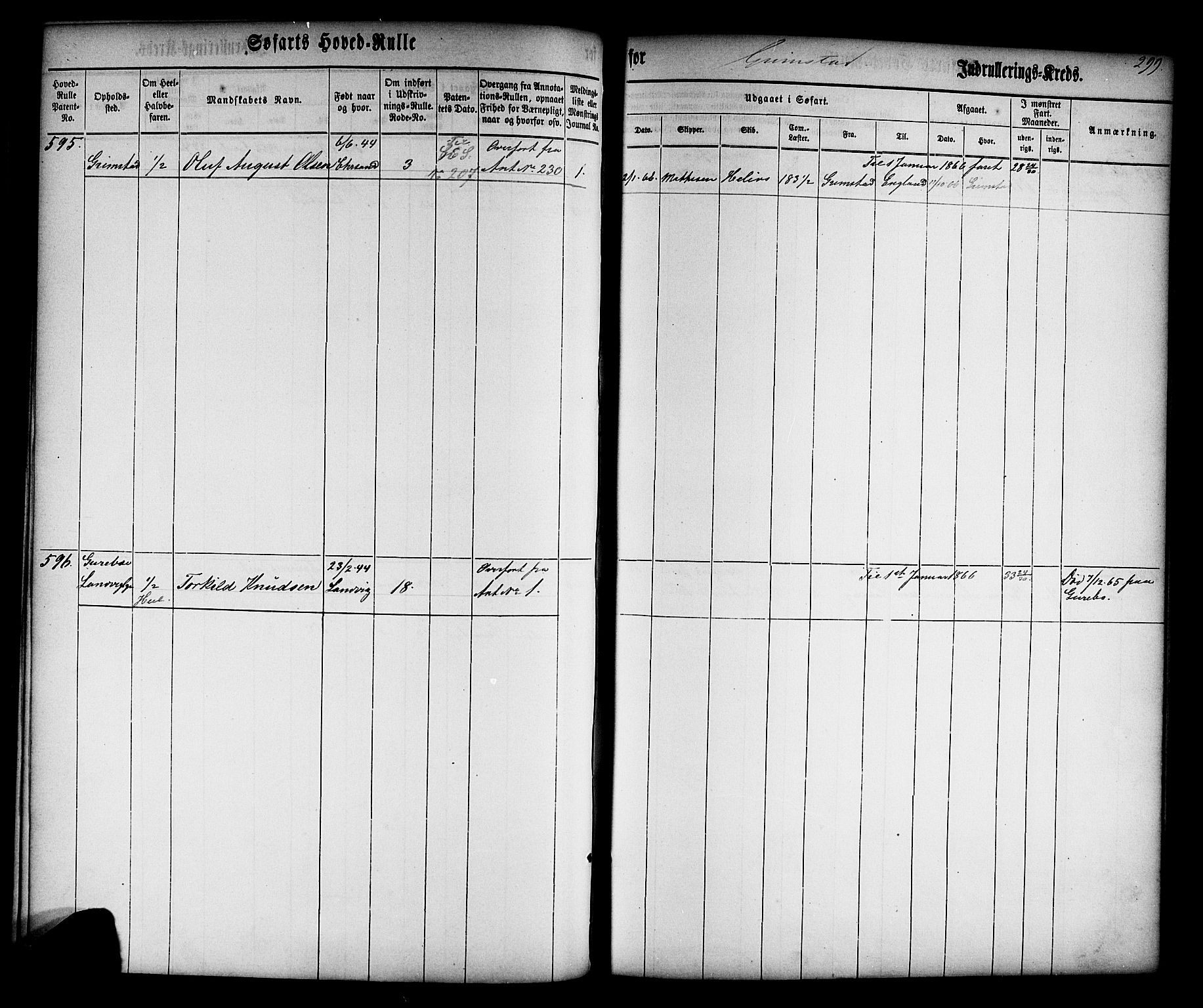 Grimstad mønstringskrets, AV/SAK-2031-0013/F/Fb/L0008: Hovedrulle nr 1-766, V-21, 1860-1869, p. 313