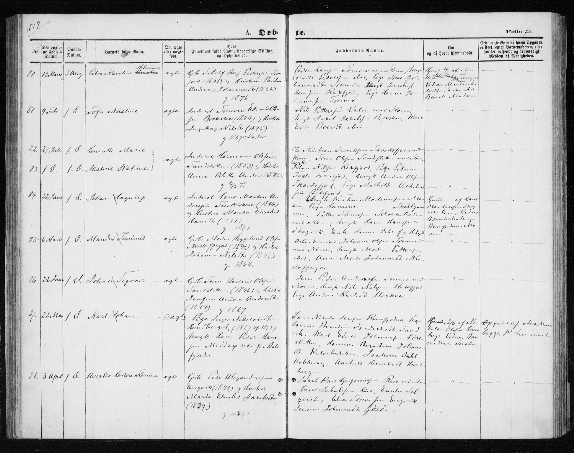 Tromsøysund sokneprestkontor, AV/SATØ-S-1304/G/Ga/L0003kirke: Parish register (official) no. 3, 1875-1880, p. 76