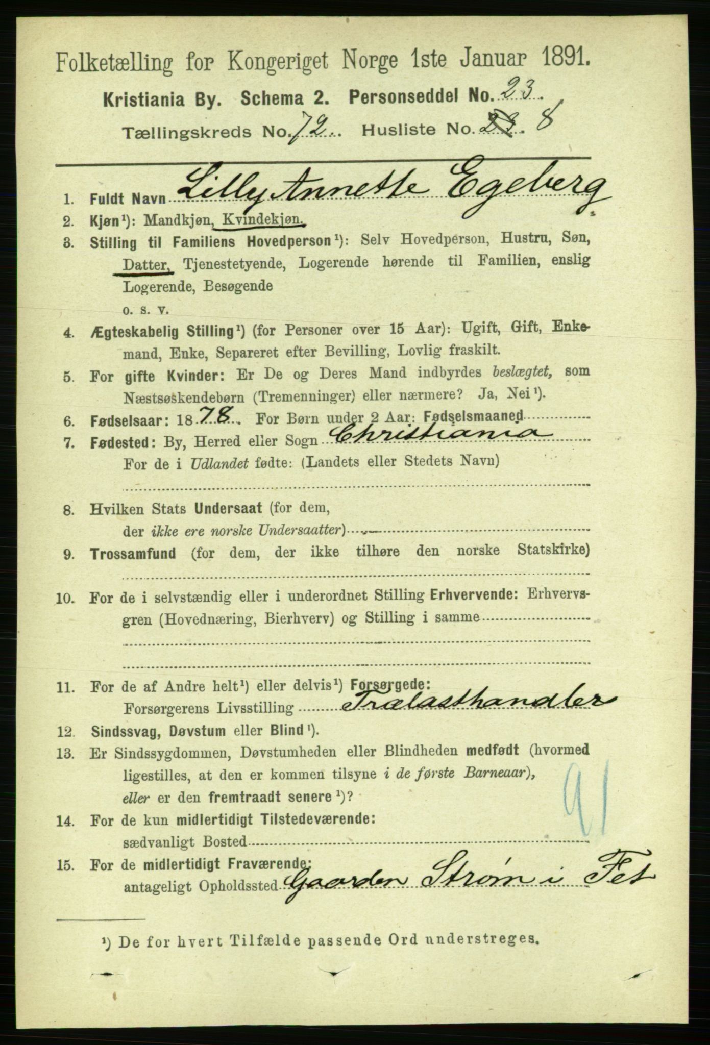 RA, 1891 census for 0301 Kristiania, 1891, p. 39333