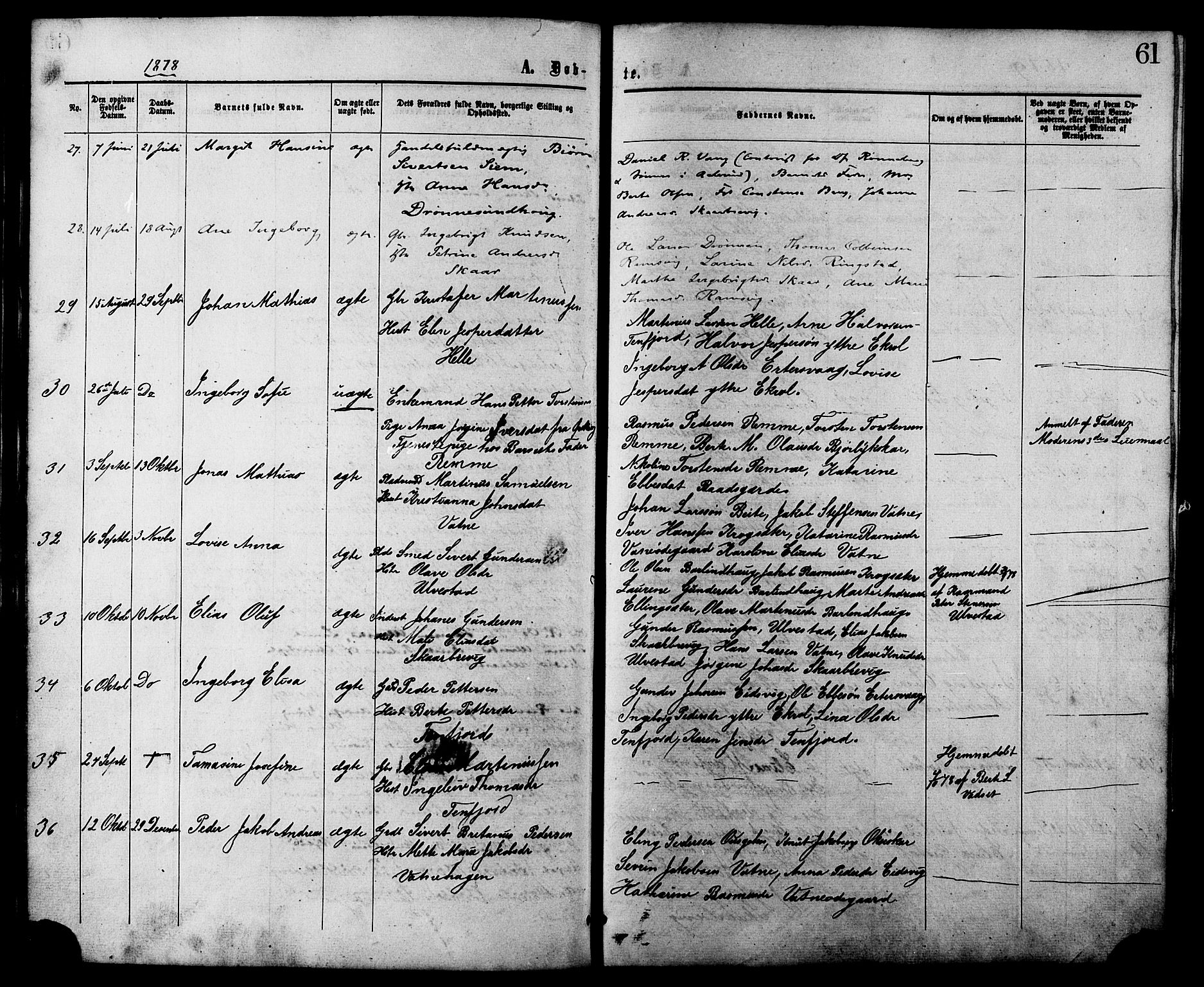 Ministerialprotokoller, klokkerbøker og fødselsregistre - Møre og Romsdal, AV/SAT-A-1454/525/L0373: Parish register (official) no. 525A03, 1864-1879, p. 61