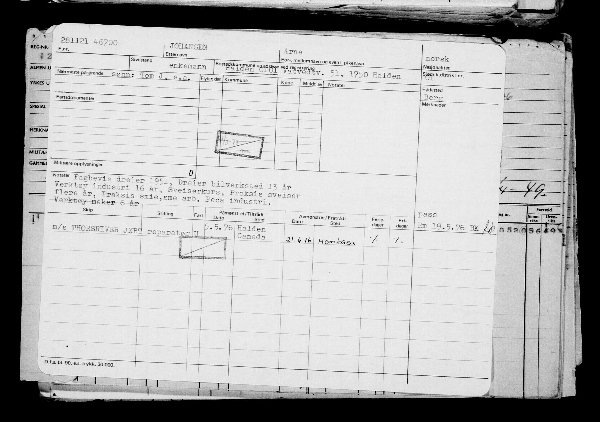 Direktoratet for sjømenn, AV/RA-S-3545/G/Gb/L0200: Hovedkort, 1921, p. 290