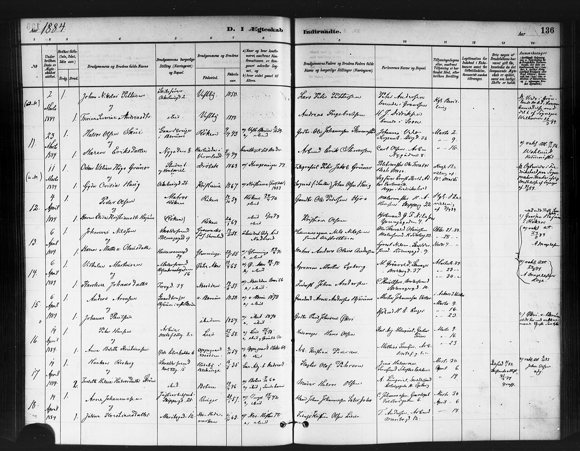 Jakob prestekontor Kirkebøker, SAO/A-10850/F/Fa/L0004: Parish register (official) no. 4, 1880-1894, p. 136