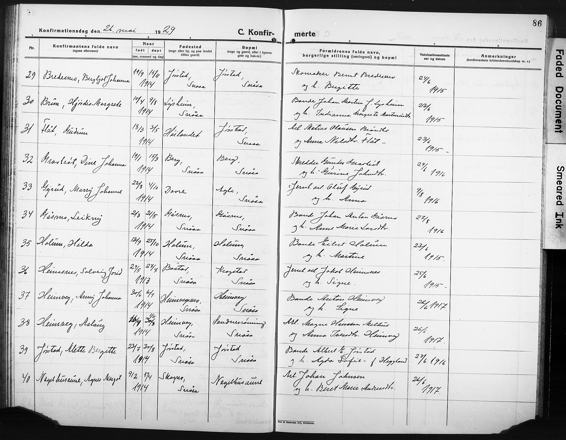 Ministerialprotokoller, klokkerbøker og fødselsregistre - Nord-Trøndelag, SAT/A-1458/749/L0480: Parish register (copy) no. 749C02, 1924-1932, p. 86