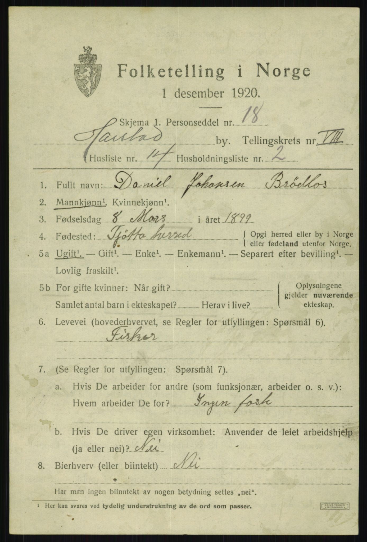 SATØ, 1920 census for Harstad, 1920, p. 9242