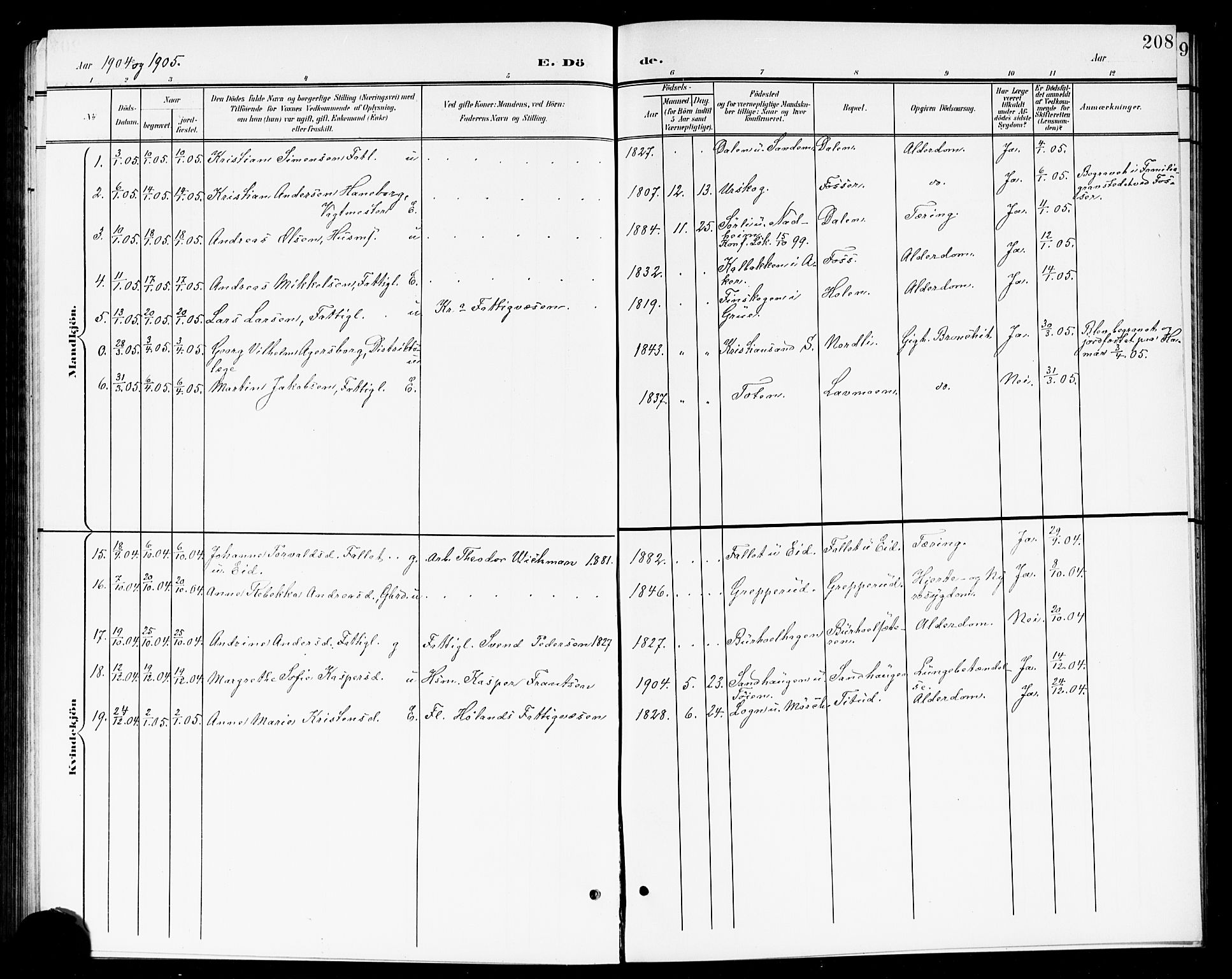 Høland prestekontor Kirkebøker, SAO/A-10346a/G/Ga/L0007: Parish register (copy) no. I 7, 1902-1914, p. 208