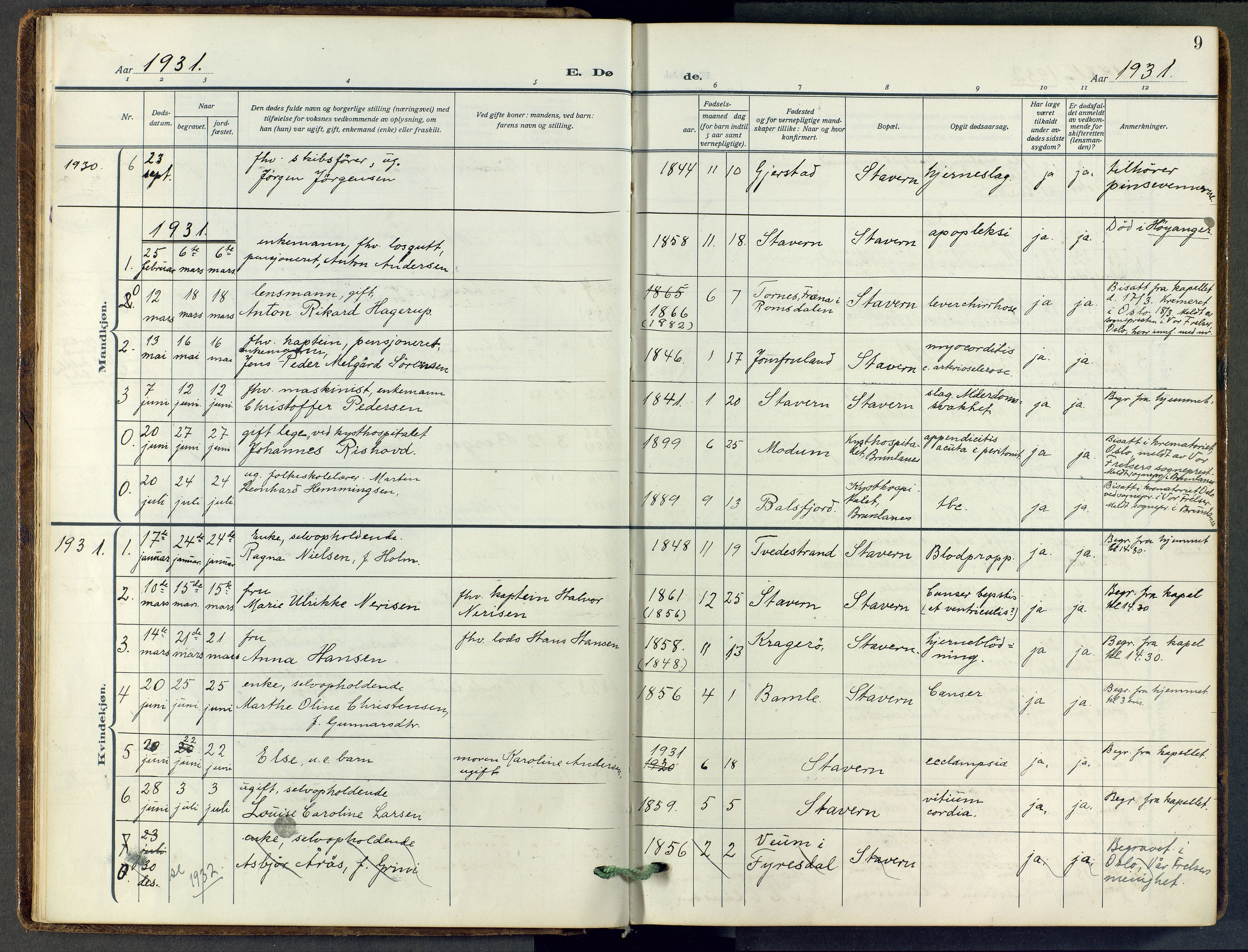 Stavern kirkebøker, SAKO/A-318/F/Fa/L0010: Parish register (official) no. 10, 1916-1967, p. 9